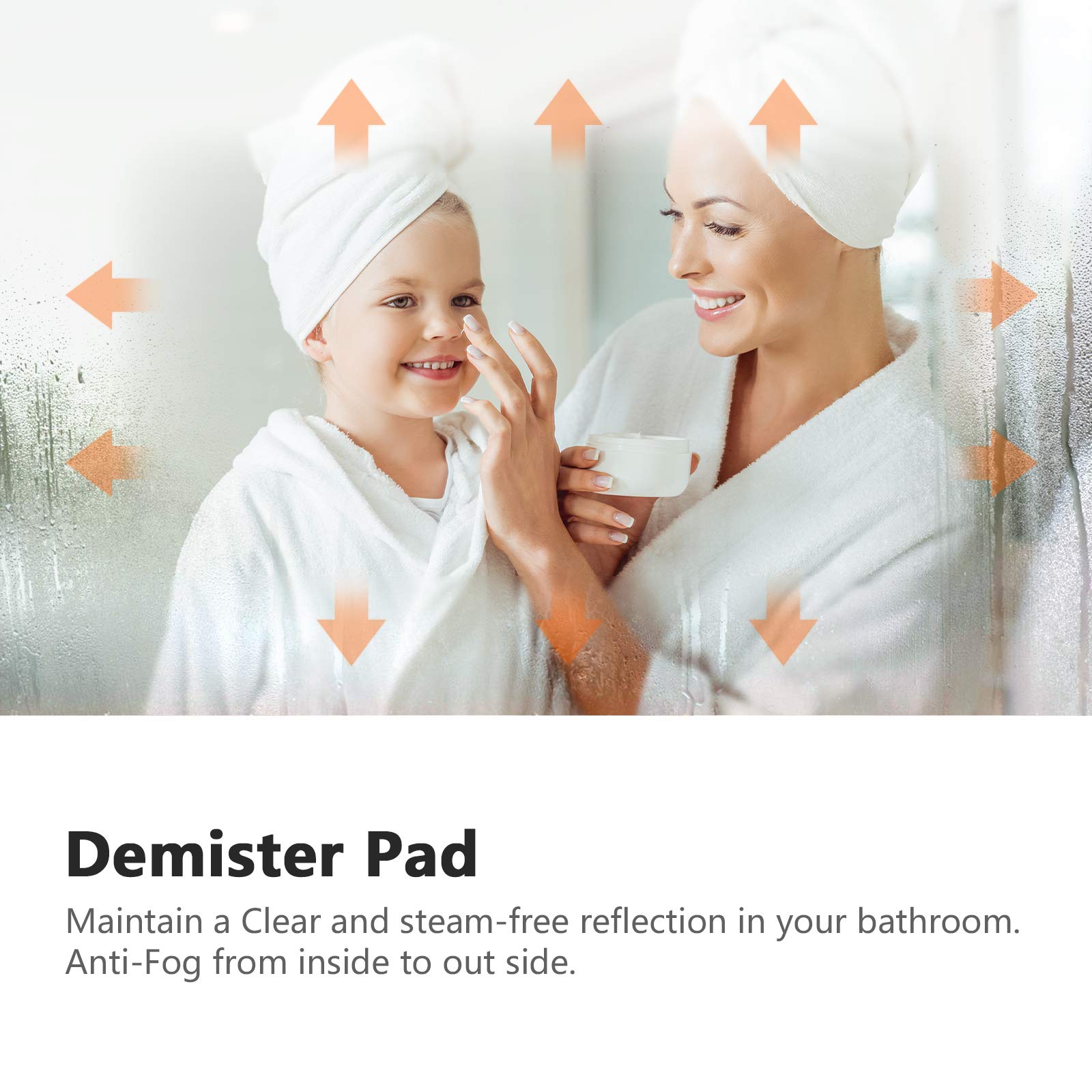 EMKE 24x16 Inch LED Bathroom Mirror with Anti-Fog Demister Pad - Touch Sensor Vanity Mirror for Makeup, Shaving & Grooming - Perfect for Modern Bathrooms & Dressing Rooms