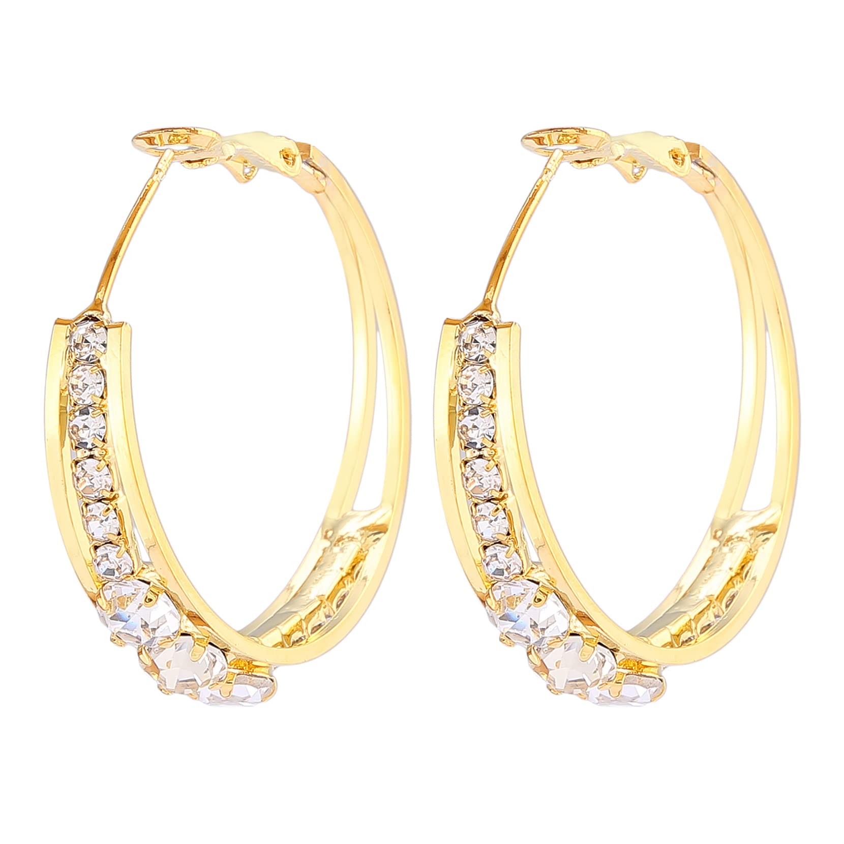 QUSHI Rhinestone Inlaid Big Hoop Earrings for Women - Sparkling Statement Jewelry for Parties, Weddings & Date Nights
