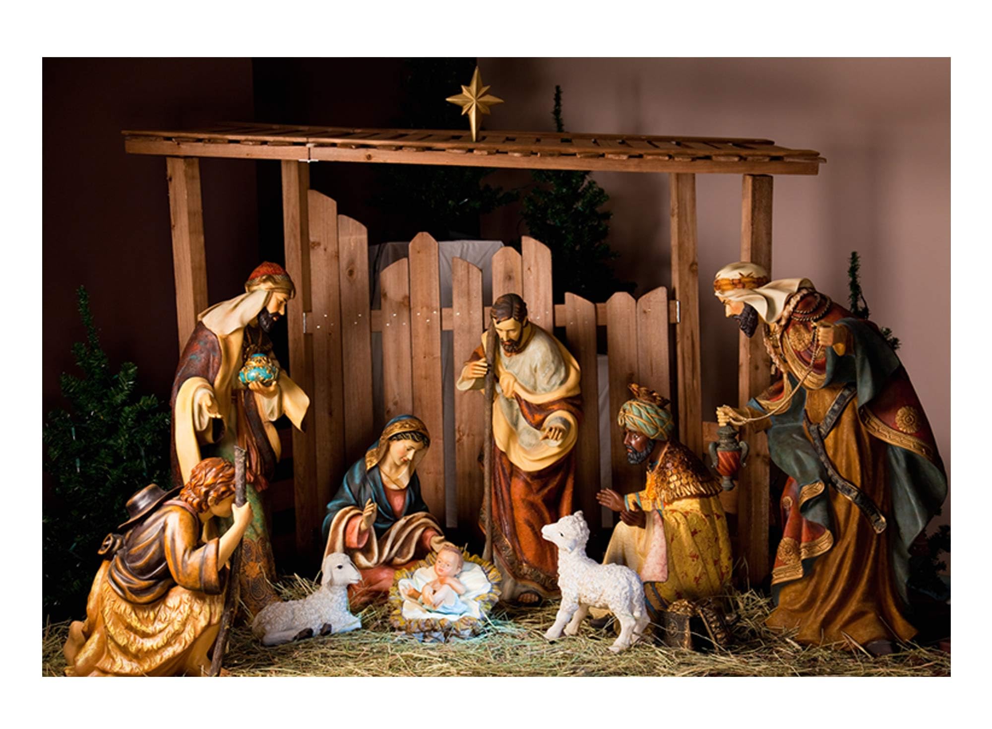 Funnytree 7x5ft Christmas Nativity Scene Backdrop - Holy Night Manger Photography Background for Xmas Portraits, Photobooth, Party Decor & Studio Props | Perfect for Holiday Cards, Church Events & Family Photos