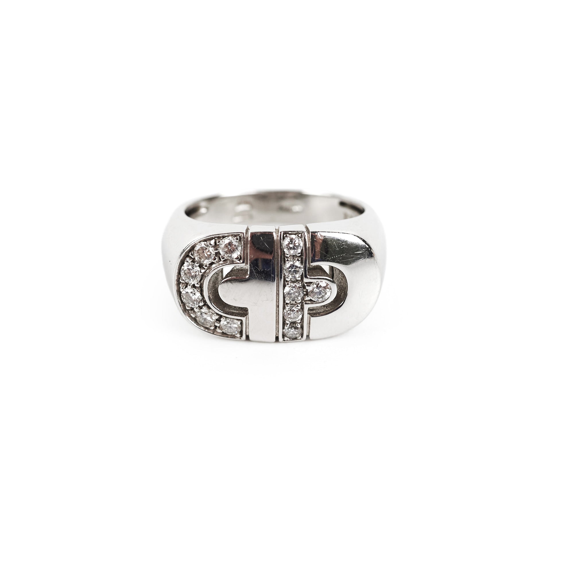 Bvlgari 18k White Gold Parentesi Ring - Size 52 (US 6) - Luxury Italian Jewelry for Women - Perfect for Weddings, Anniversaries & Special Occasions