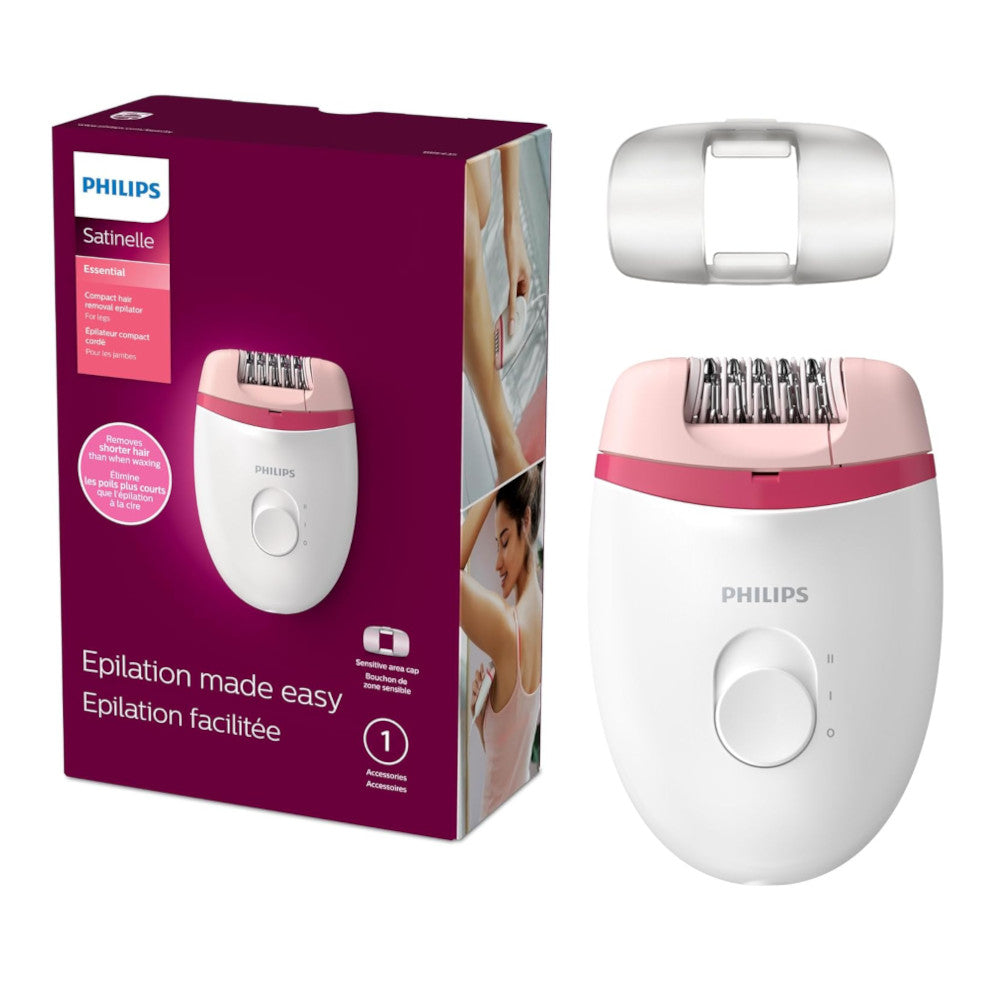 PHILIPS BRE235/04 Women's Epilator - Corded Compact Hair Remover for Smooth Skin | Perfect for Legs, Underarms & Bikini Line | Home & Travel Use