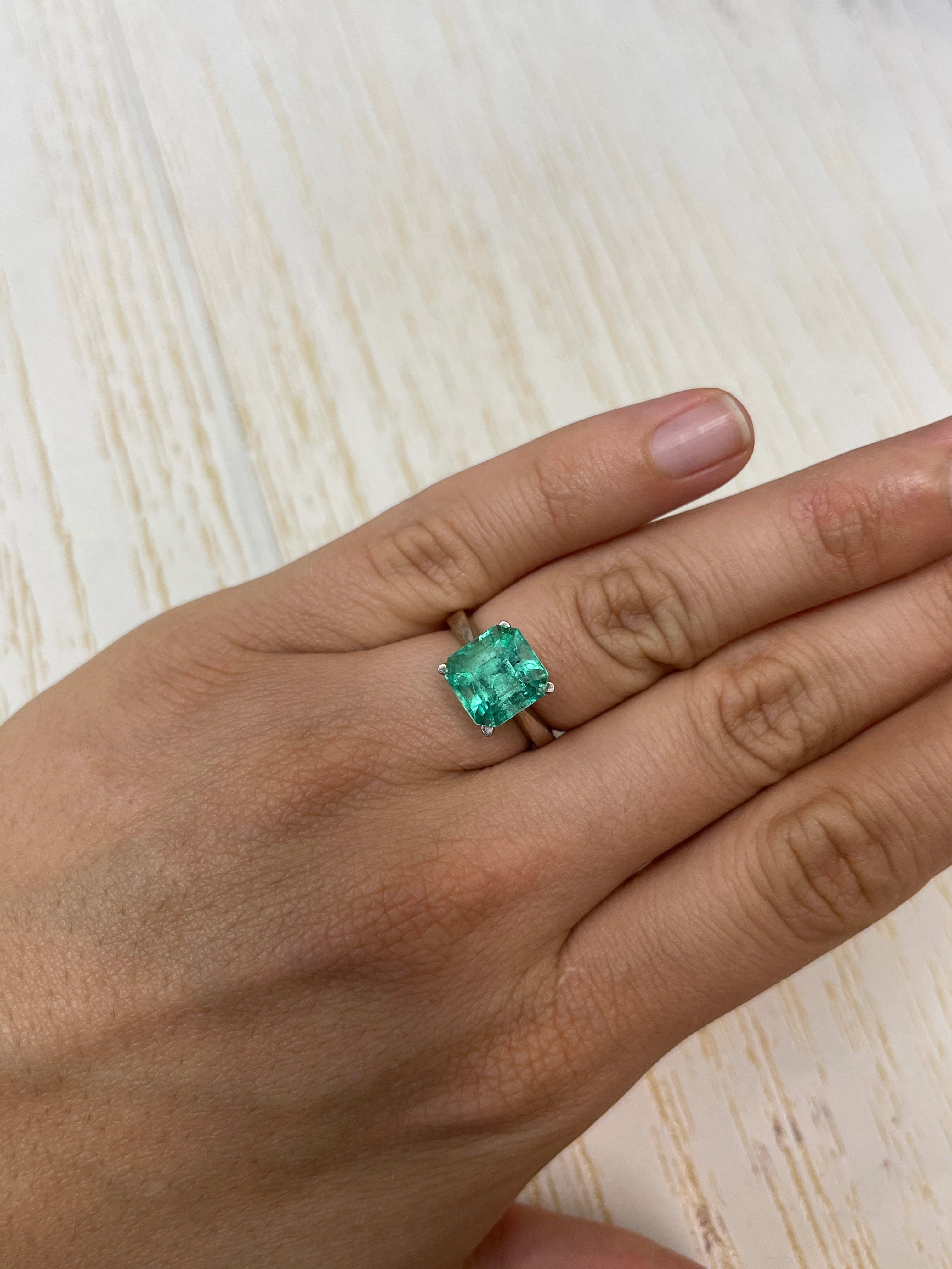 4.69 Carat 10x10mm Natural Colombian Loose Emerald Gemstone - Asscher Cut with Clipped Corners for Jewelry Making, Engagement Rings & Luxury Gifts