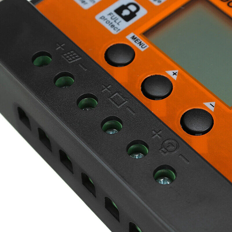 100A PWM Solar Charge Controller with LCD Display - 12V/24V Dual USB Ports for Solar Panel Battery Regulator - Perfect for RV, Marine, Off-Grid & Home Solar Power Systems