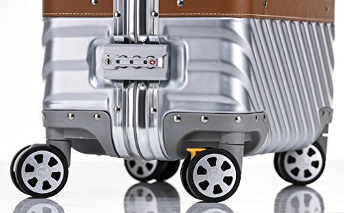 26 Inch Silver Aluminum Frame Hardside Suitcase with Detachable Spinner Wheels - Lightweight Durable Luggage for Travel, Business Trips & Vacations
