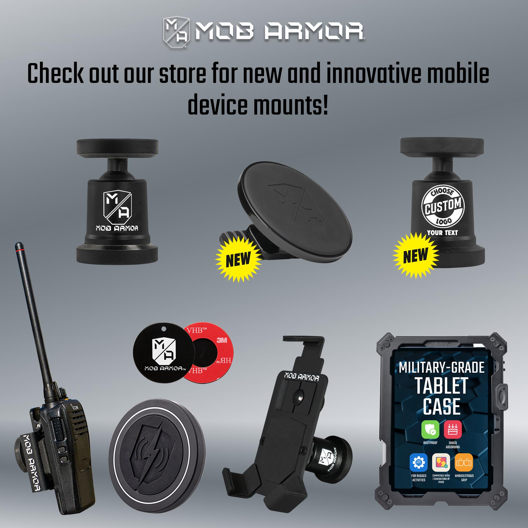 Mob Armor Tabnetic Maxx - Universal Magnetic Tablet Mount for Trucks, Cars, RVs & Heavy Equipment | Strong Adhesive Mounting | Compatible with iPad, Samsung Tablets & Phones | Perfect for GPS Navigation, Dash Cam & Hands-Free Driving
