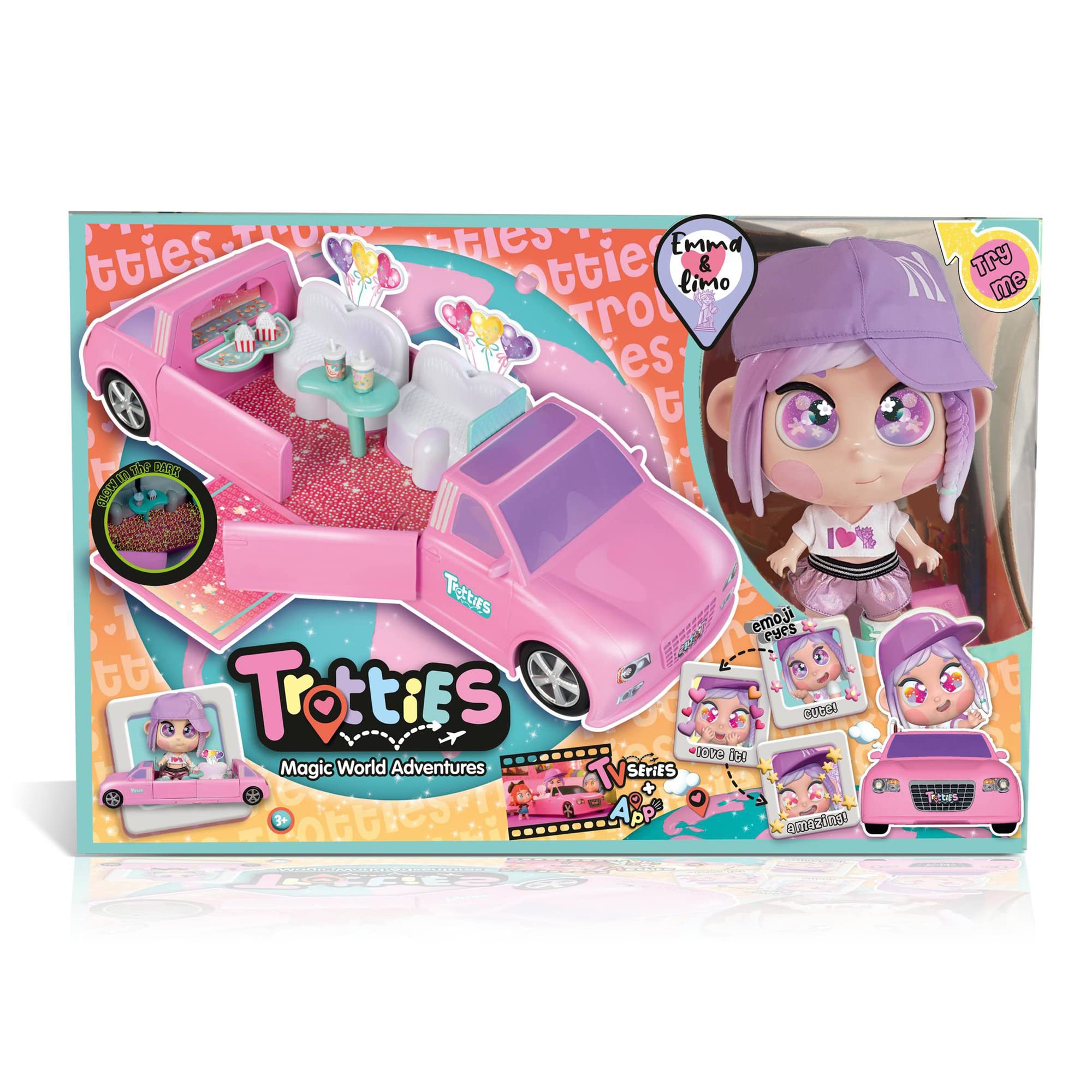 Trotties - Emma & Limo, New York Travel Doll with Foldable Limousine & Sophie, Paris Fashion Doll - Animated Series Travel Dolls for Kids | Perfect for Pretend Play, Collecting, and Gift Giving