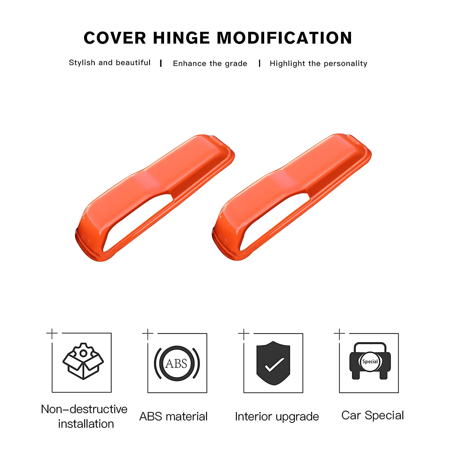 CheroCar JL JT Engine Hood Hinge Cover - Decorative Stickers & Exterior Accessories for 2018-2021 Jeep Wrangler JL & 2020-2021 Jeep Gladiator JT (Orange) - Upgrade Your Off-Road Adventure Style