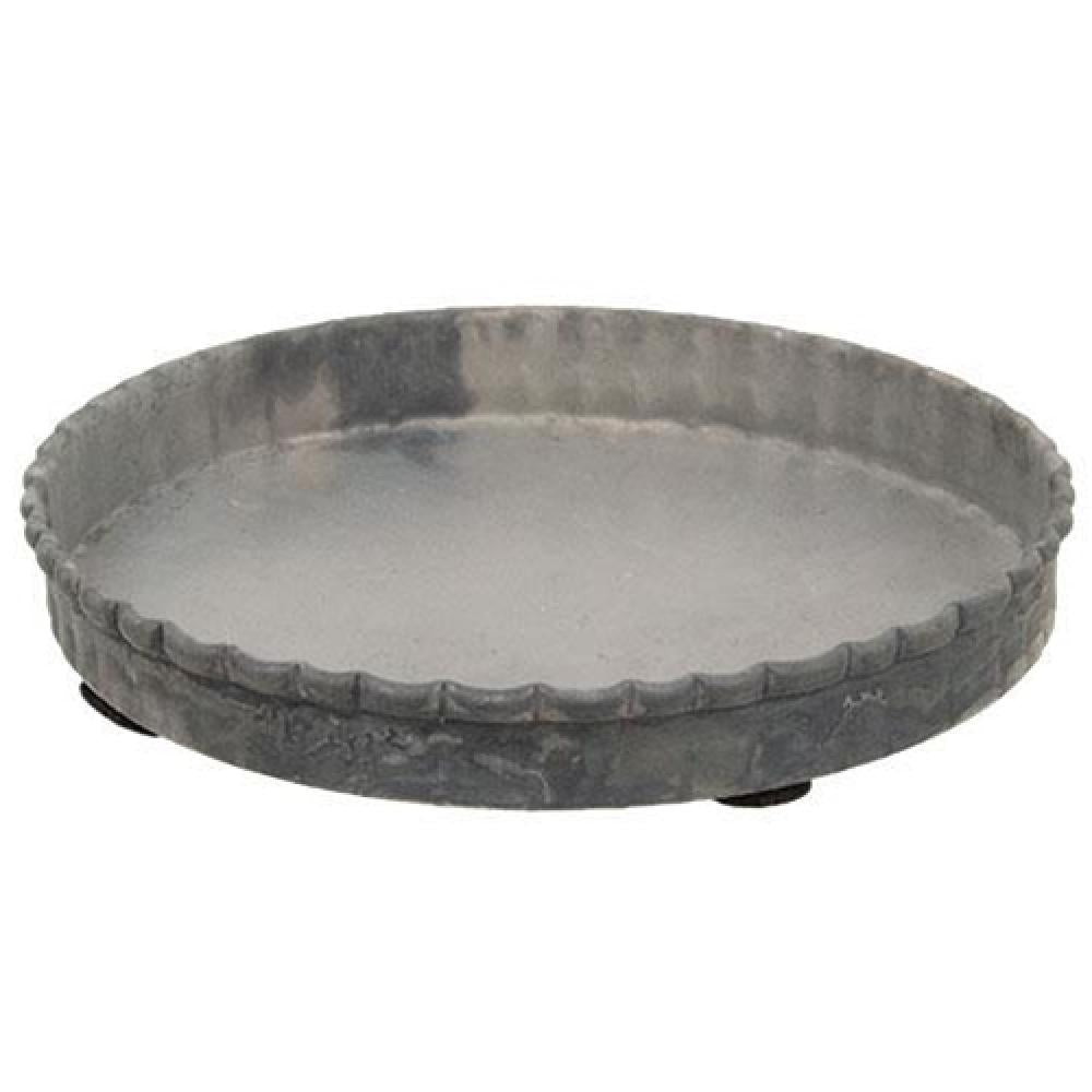 Antiqued Gray Fluted Candle Pan - Set of 4 Rustic Decorative Candle Holders for Wedding, Dining Table, and Home Decor