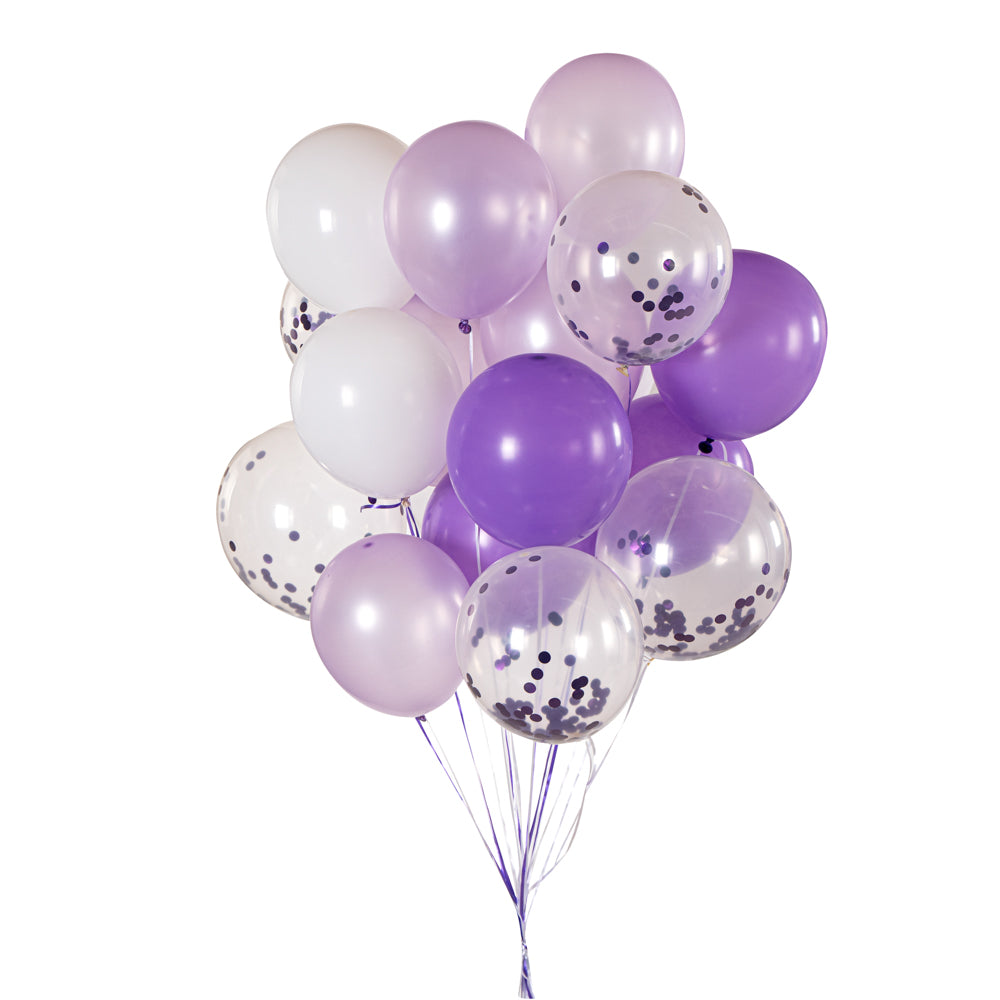 Balloonify Purple Confetti Balloon Set - 20 Pieces Party Decorations for Birthday, Wedding & Baby Shower - 1 Count Box