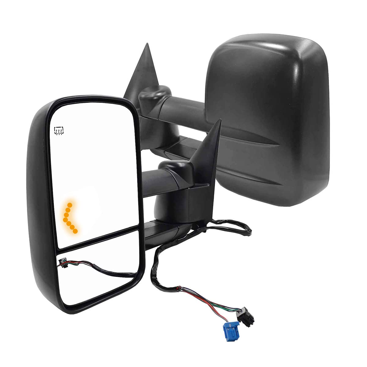 AERDM Power Heated Telescoping Towing Mirrors with Arrow Signal Light - Fit Chevy Silverado, GMC Sierra, Cadillac Escalade & More - Perfect for Towing, RV Trailers & Off-Road Adventures