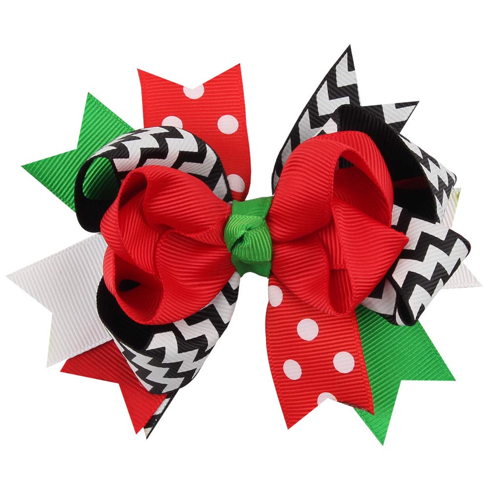 JIAHANG Christmas Hair Bow Clips for Girls - 4PCS Polka Dot Alligator Clips for Baby, Toddler & School Girls - Festive Party Hair Accessories for Holidays, Christmas, School Events & Birthday Celebrations