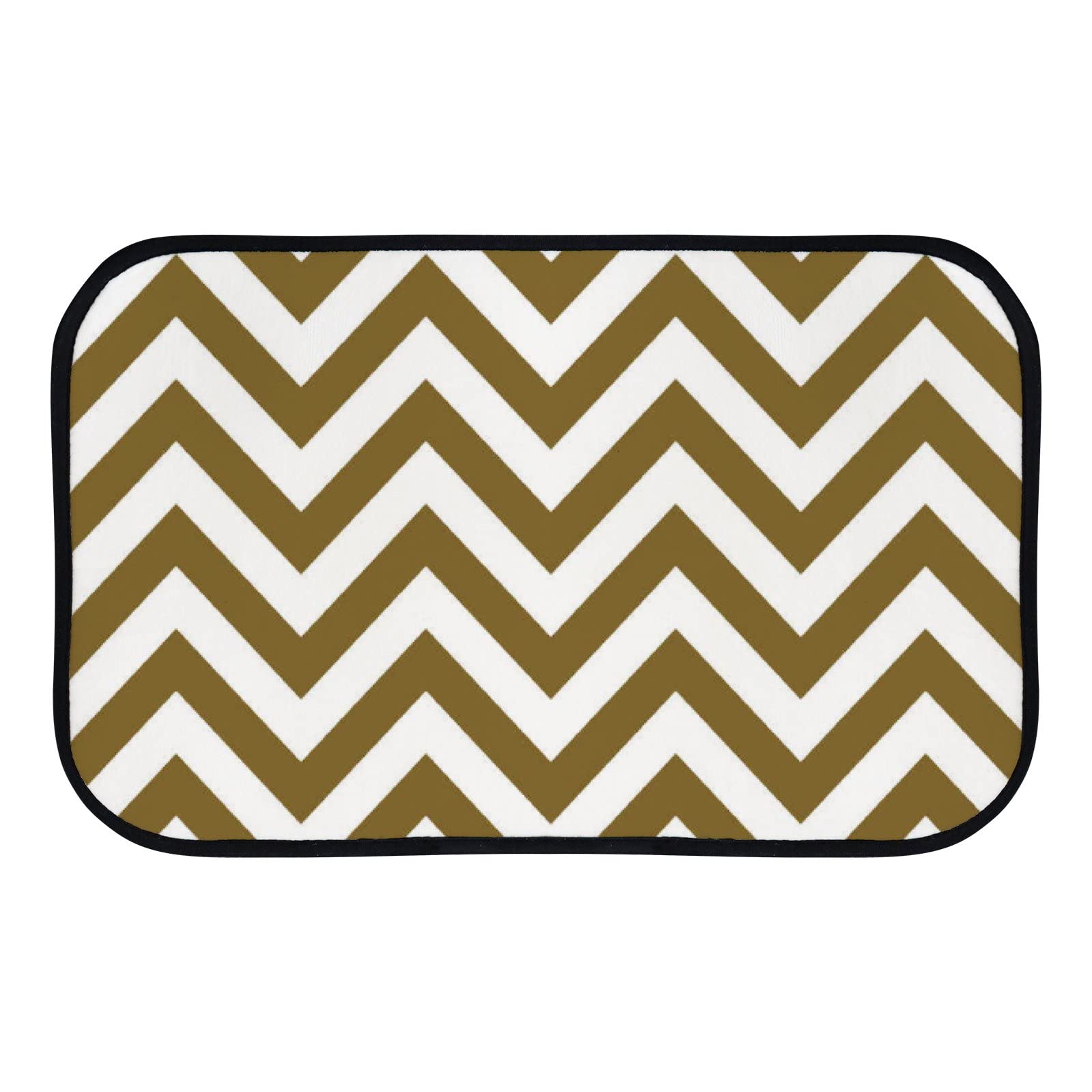 Soft Foam Non-Slip Washable Area Rug - Brown Rectangle Wave Pattern for Kitchen, Bathroom, Living Room - Indoor/Outdoor Home Decor Mat 23.6x15.7 inches - Perfect for High-Traffic Areas, Pet-Friendly Spaces & Cozy Home Accents