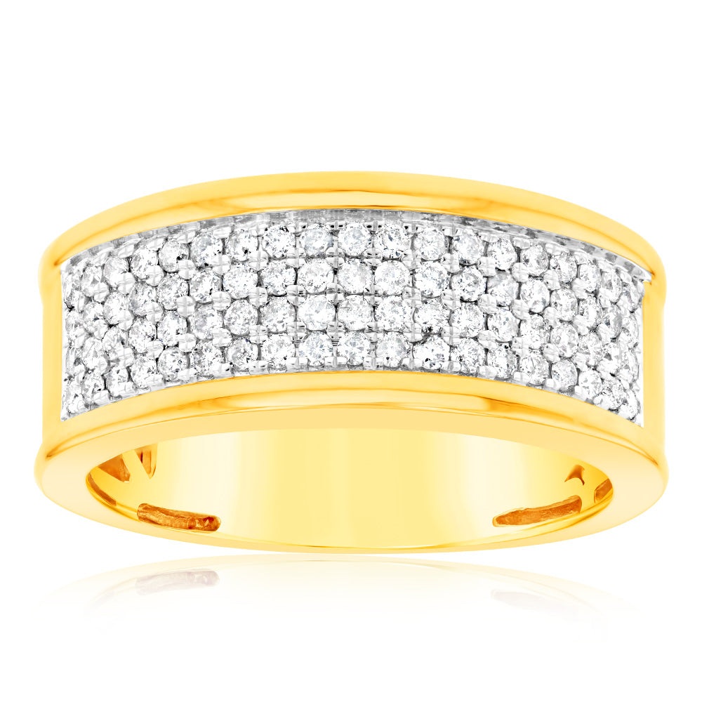 3/4 Carat Diamond Men's Ring in 10K Yellow Gold - Perfect for Weddings, Anniversaries & Special Occasions