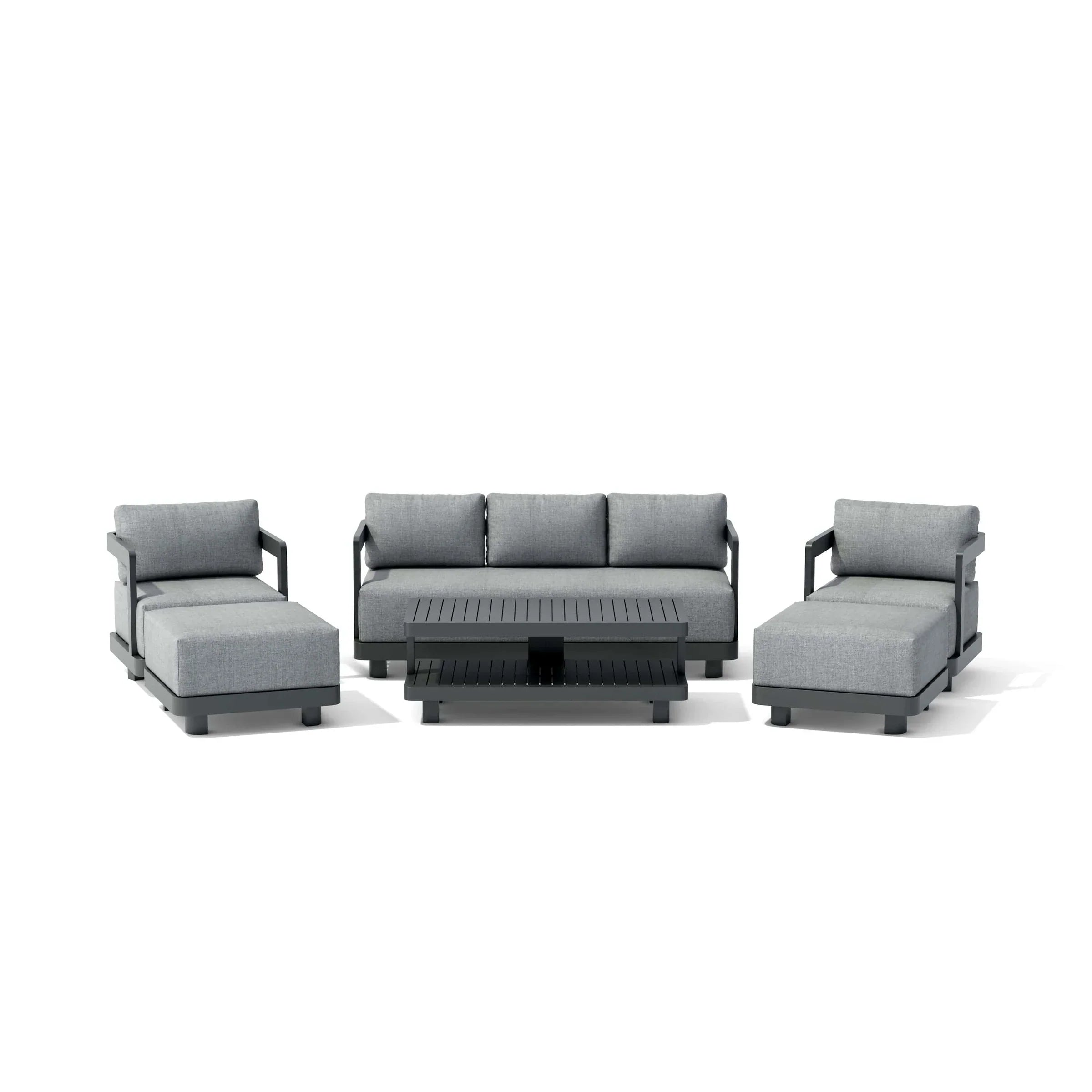 Anderson Teak 6-Piece Granada Aluminum Deep Seating Patio Set (SET 903 AL) - Outdoor Furniture for Garden, Poolside & Backyard Relaxation