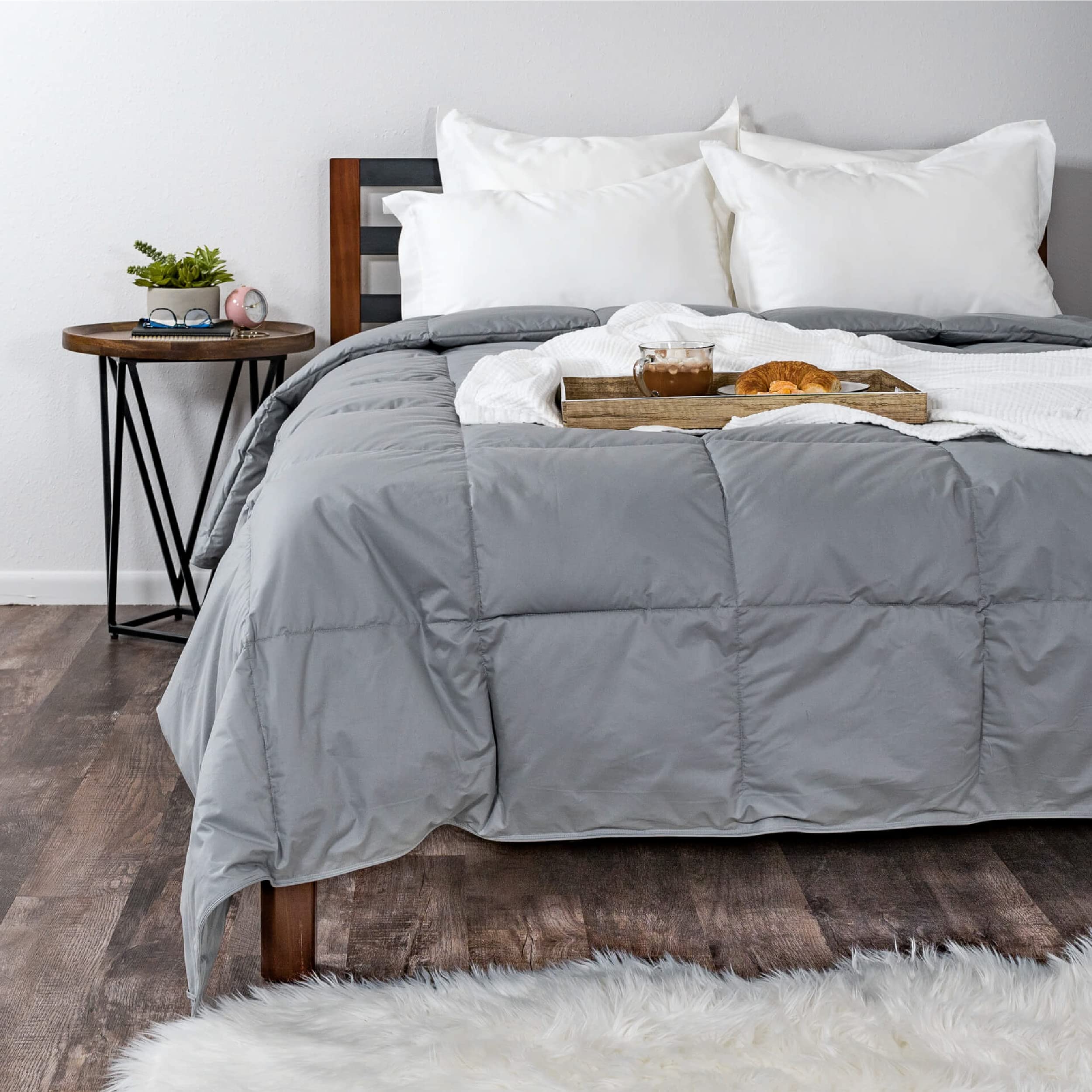 AmeriDown Medium Warmth Premier Down Alternative Comforter - King/California King Size - Hypoallergenic & Breathable - Stone Color - Perfect for All-Season Bedding & Cozy Home Decor