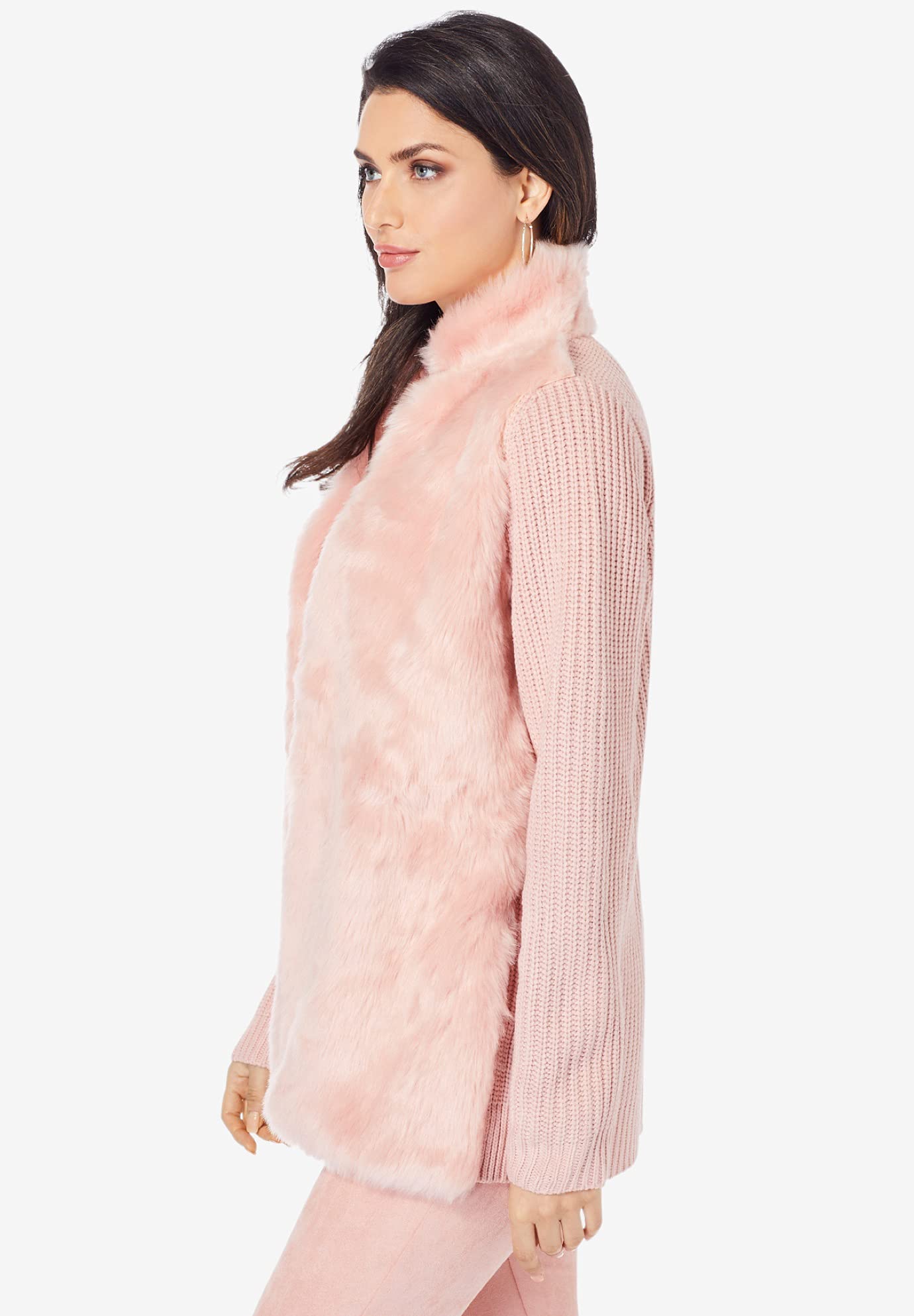 Roaman's Women's Plus Size Faux Fur Cardigan Sweater - Cozy Winter Wrap for Casual Outings & Lounge Wear