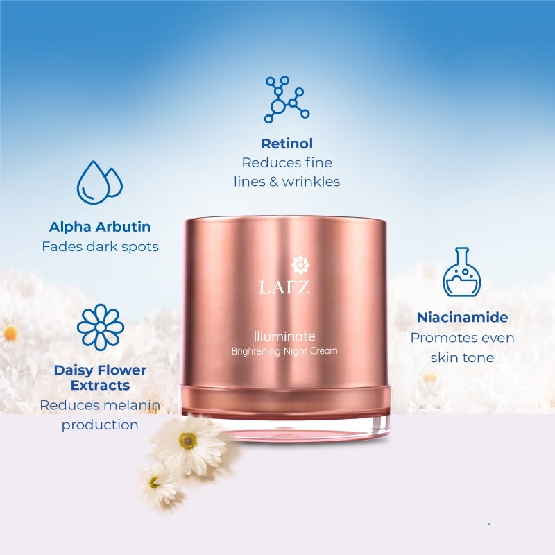 Lafz Organix Illuminate Brightening Night Cream 50g - Dark Spot Corrector & Glow Booster for Overnight Skin Repair - Perfect for Dry, Dull & Uneven Skin Tone