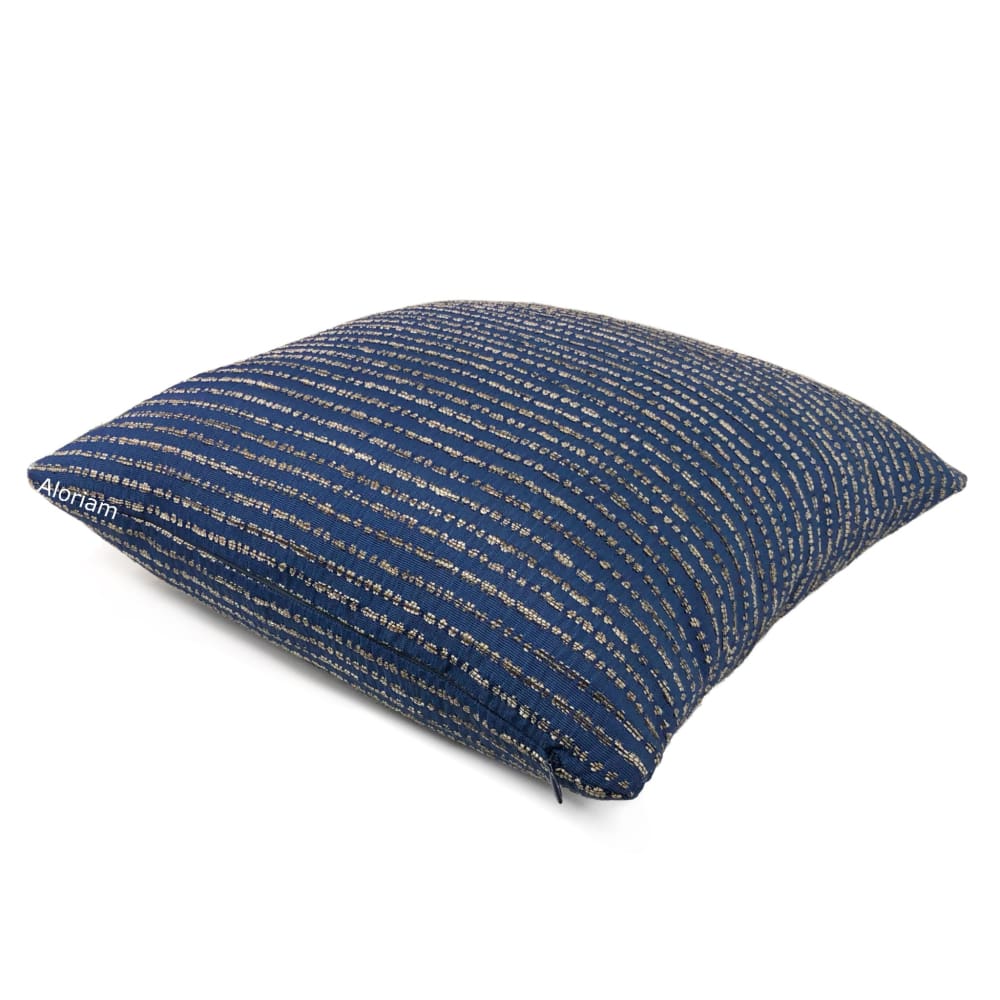 Tybee Ocean Blue Beige Brown Textured Stripes Decorative Pillow Cover - Soft Cotton Linen Blend - 18x18 Inches - Fabric by the Yard Available - Perfect for Coastal Living Room, Beach House Decor & Boho Bedroom Accent