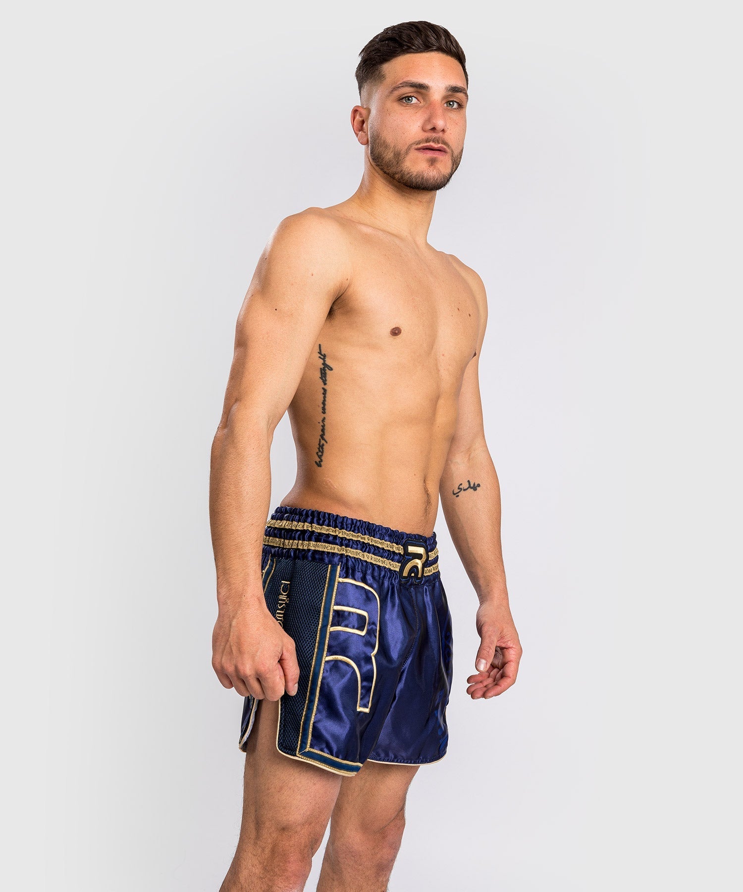 RAJADAMNERN x Venum Muay Thai Shorts - Navy Blue MMA & Kickboxing Training Shorts for Men | Perfect for Muay Thai, Boxing & Martial Arts Practice