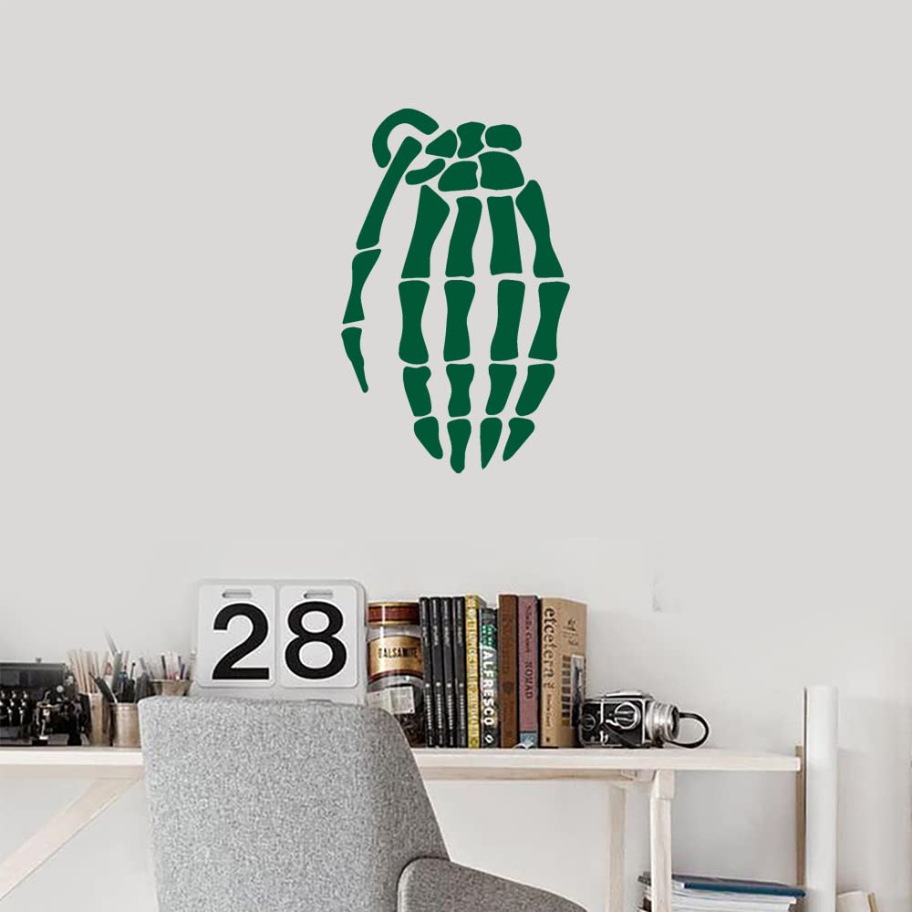 Premium Waterproof Vinyl Skeleton Grenade Glove Decal Stickers (Green, Set of 2) - Durable Adhesive for Laptop, Phone, Helmet, Car Window, Bumper, Mug, Cup, Door & Wall Decor - Perfect for Halloween, Cosplay, Gaming Setups & DIY Projects