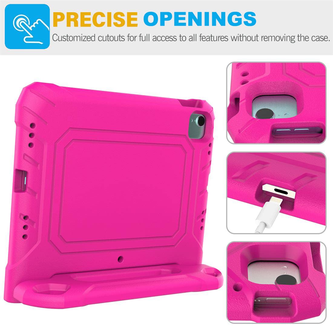 SUPLIK Shockproof Kids Case for iPad Air 5th/4th Generation (10.9 inch 2022/2020) & iPad Pro 11 - Pink Protective Cover with Screen Protector & Handle Stand - Perfect for School, Travel, and Home Learning