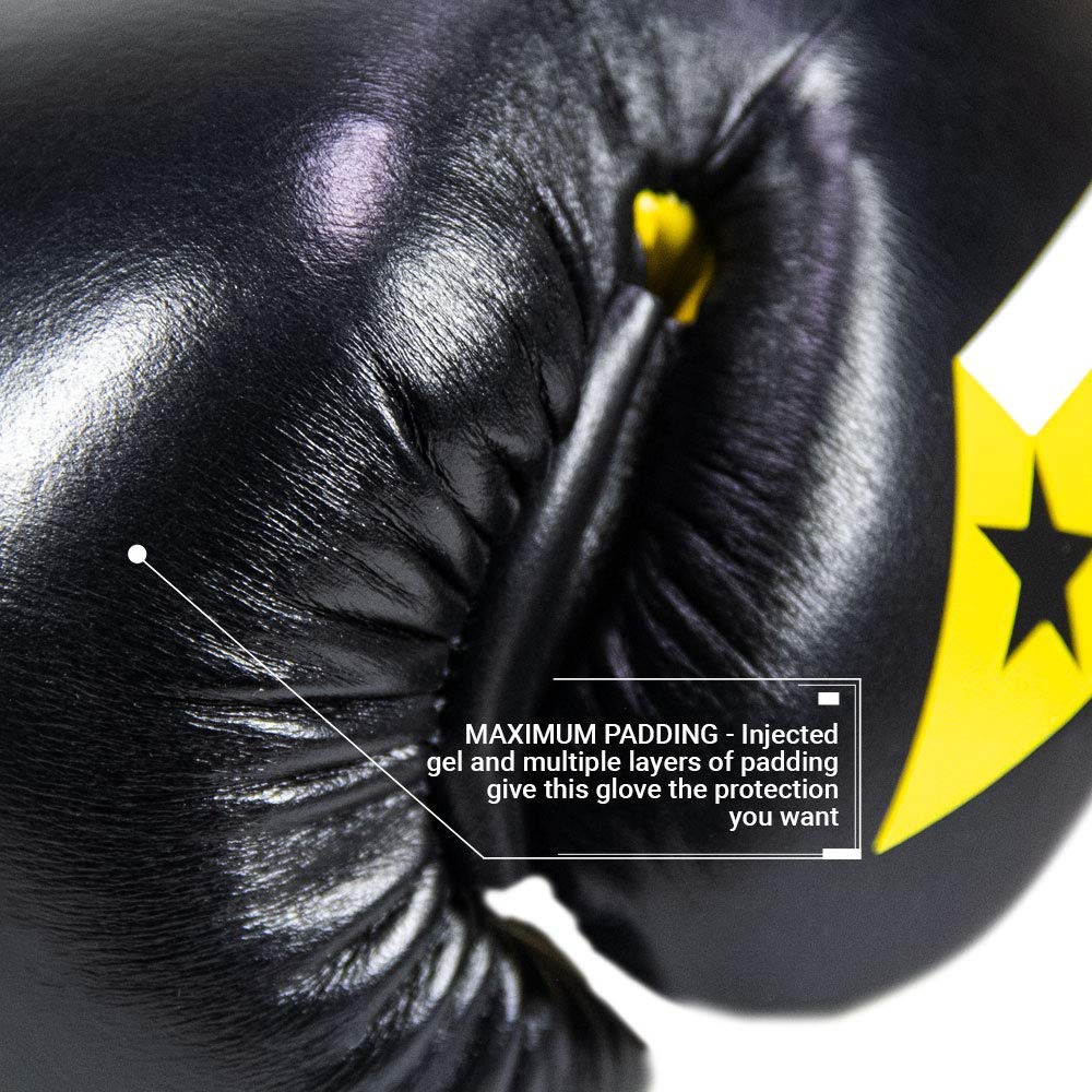 Revgear S4 Sentinel Lace Pro Leather Boxing Gloves - Premium Gel Padding & Ridged Wrist Support for Maximum Protection | Ideal for Training, Sparring & Competition Use