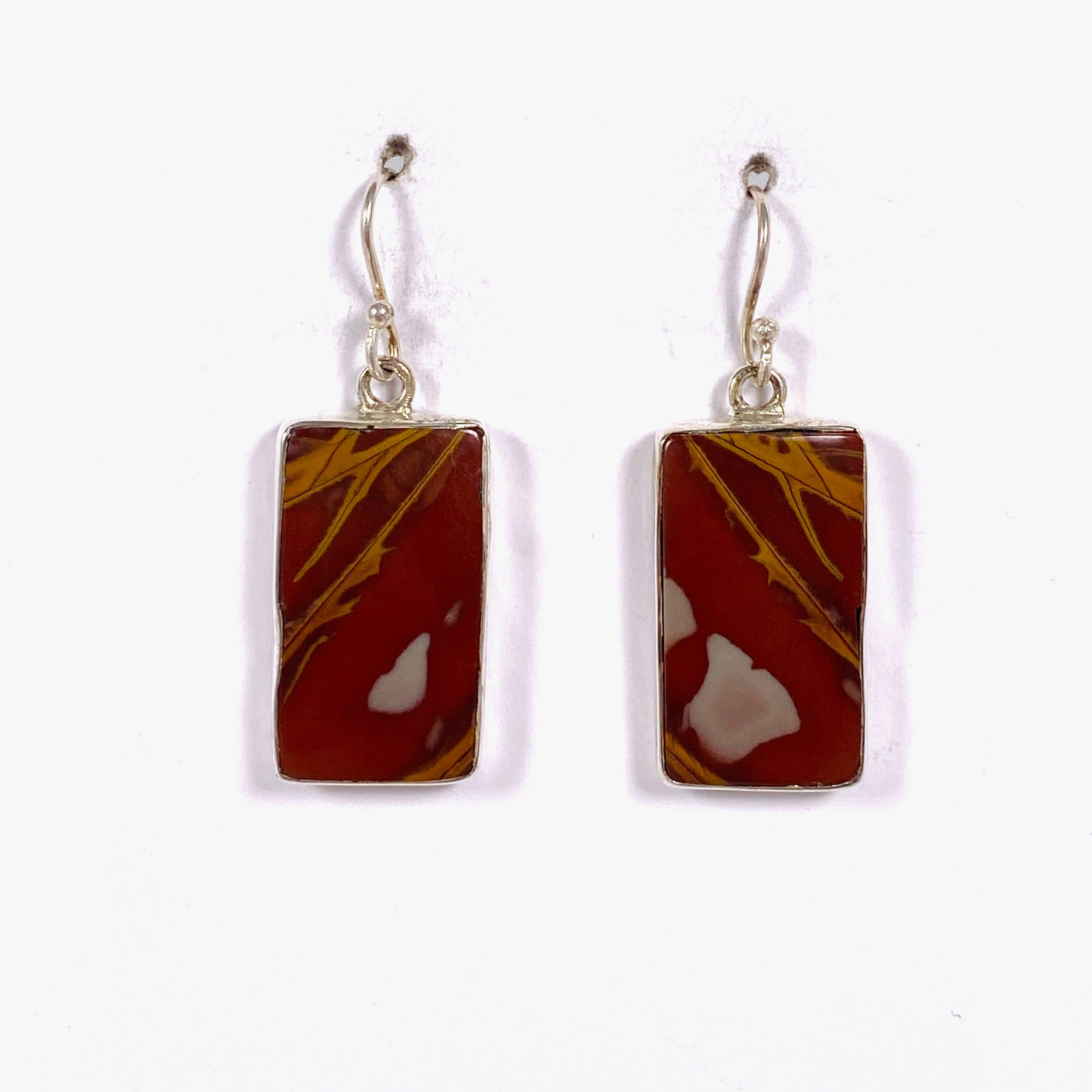 Natural Pilbara Noreena Jasper Rectangular Dangle Earrings - Handmade Gemstone Jewelry for Women - Perfect for Casual Wear, Office & Special Occasions