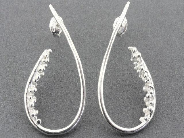 Elegant Silver Beaded Teardrop Earrings for Women - Perfect for Parties, Weddings & Special Occasions