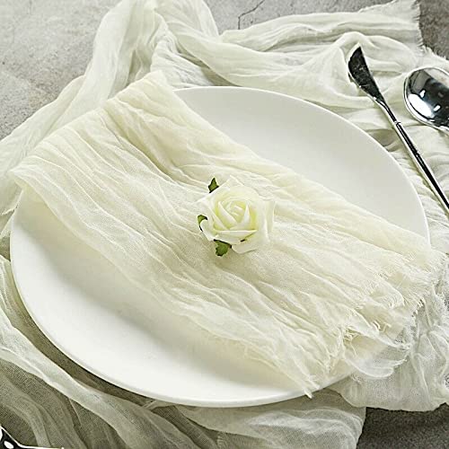 5 Pack Ivory Gauze Cheesecloth Cotton Dinner Napkins - Soft & Absorbent for Parties, Weddings, Picnics & Everyday Use - Elegant Table Decor for All Occasions (DFAO-1-Z2355)