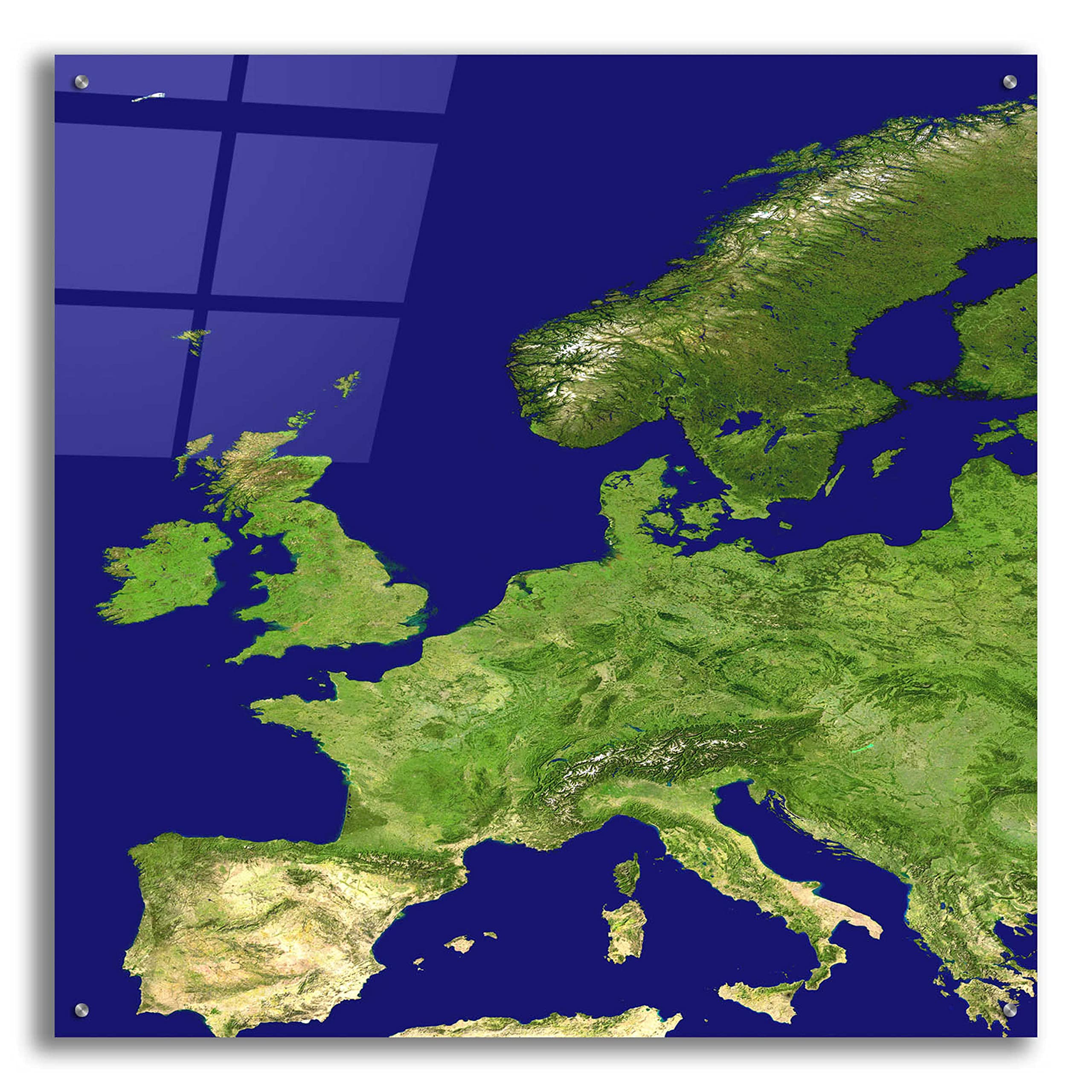 Epic Art 'Earth as Art: Europe' Acrylic Glass Wall Decor - 36x36 Inch Modern Home & Office Decoration - Perfect for Living Room, Bedroom or Office Spaces