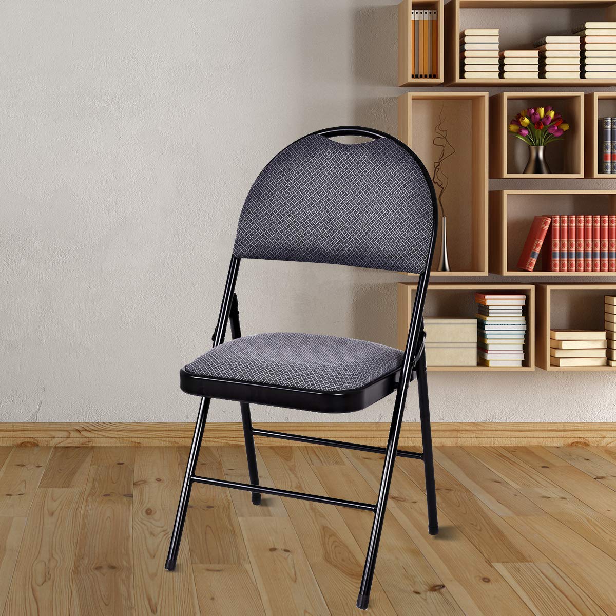 Casart 6-Pack Folding Chairs Set - Double Hinged Fabric Dining Chairs with Padded Seat & Back, Sturdy Metal Frame & Built-in Handle - Perfect for Home, Office, Parties & Events (Gray) - Space-Saving & Comfortable Seating Solution