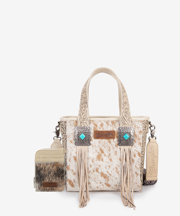 Wrangler Genuine Cowhide Leather Fringe Crossbody Purse for Women - Stylish Concealed Carry Handbag for Everyday Use, Travel & Outdoor Adventures