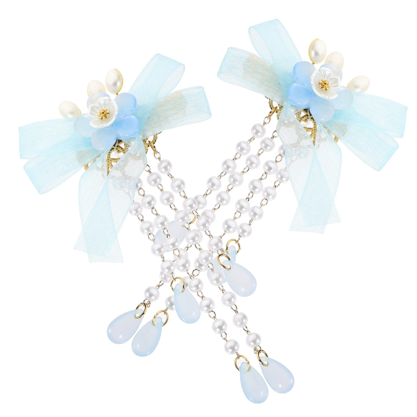 Minkissy 4 Sets Cute Flower Hair Barrettes for Girls & Women - Tassel Hair Clips Set (8pcs) - Chinese Hairpin Accessories for Kids, Teens, Brides, Parties & Daily Wear