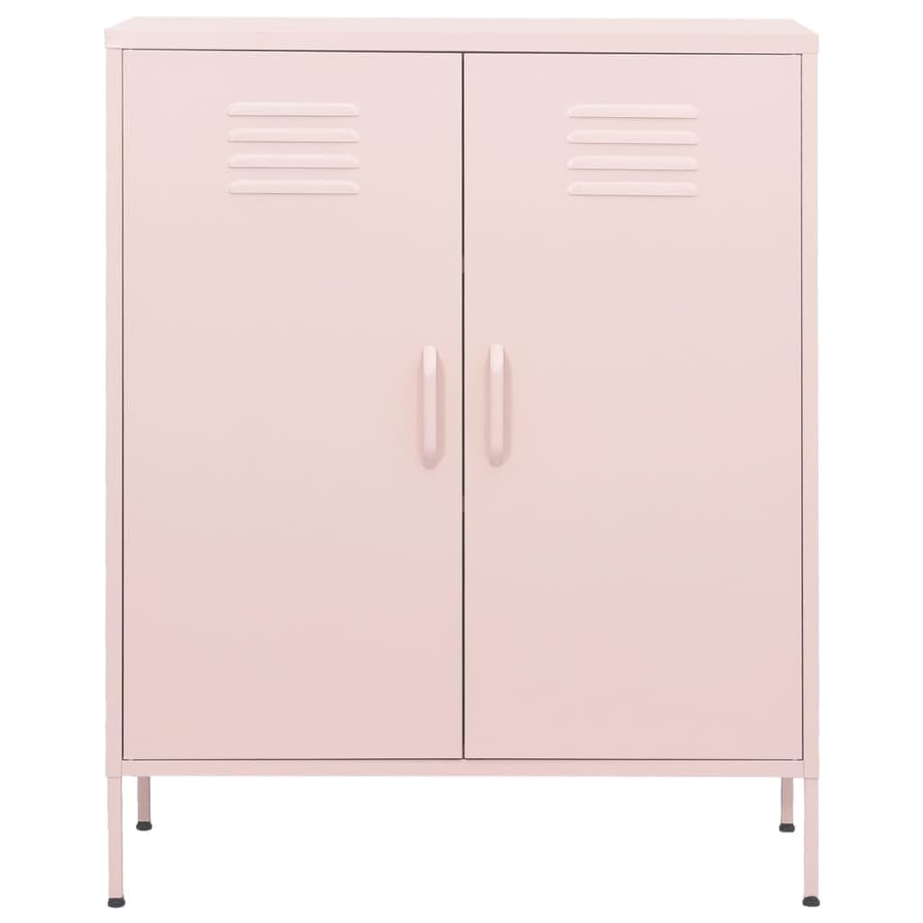 vidaXL Steel Storage Cabinet with Adjustable Shelves - Pink Industrial Style Cabinet for Home Organization, Garage, Office & Bedroom Decor - Durable Metal Construction for Long-Lasting Use