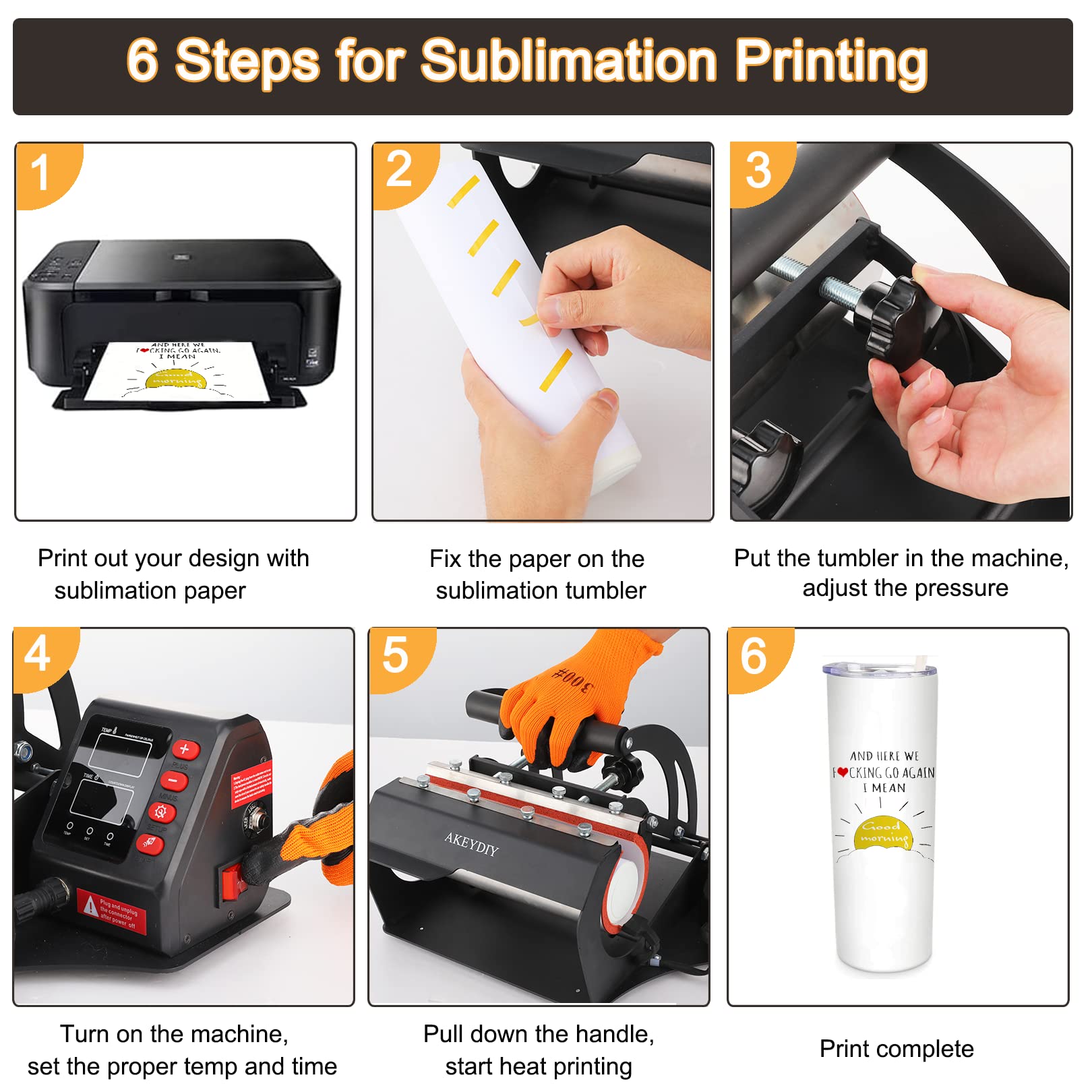 Industrial Heat Press Machine for Tumbler & Mug Sublimation - DIY Vinyl Heat Transfer for 30oz/20oz/16oz Skinny & Straight Tumblers, 11oz-16oz Coffee Mugs (110V, Black) - Perfect for Home Crafting, Small Business & Personalized Gift Making
