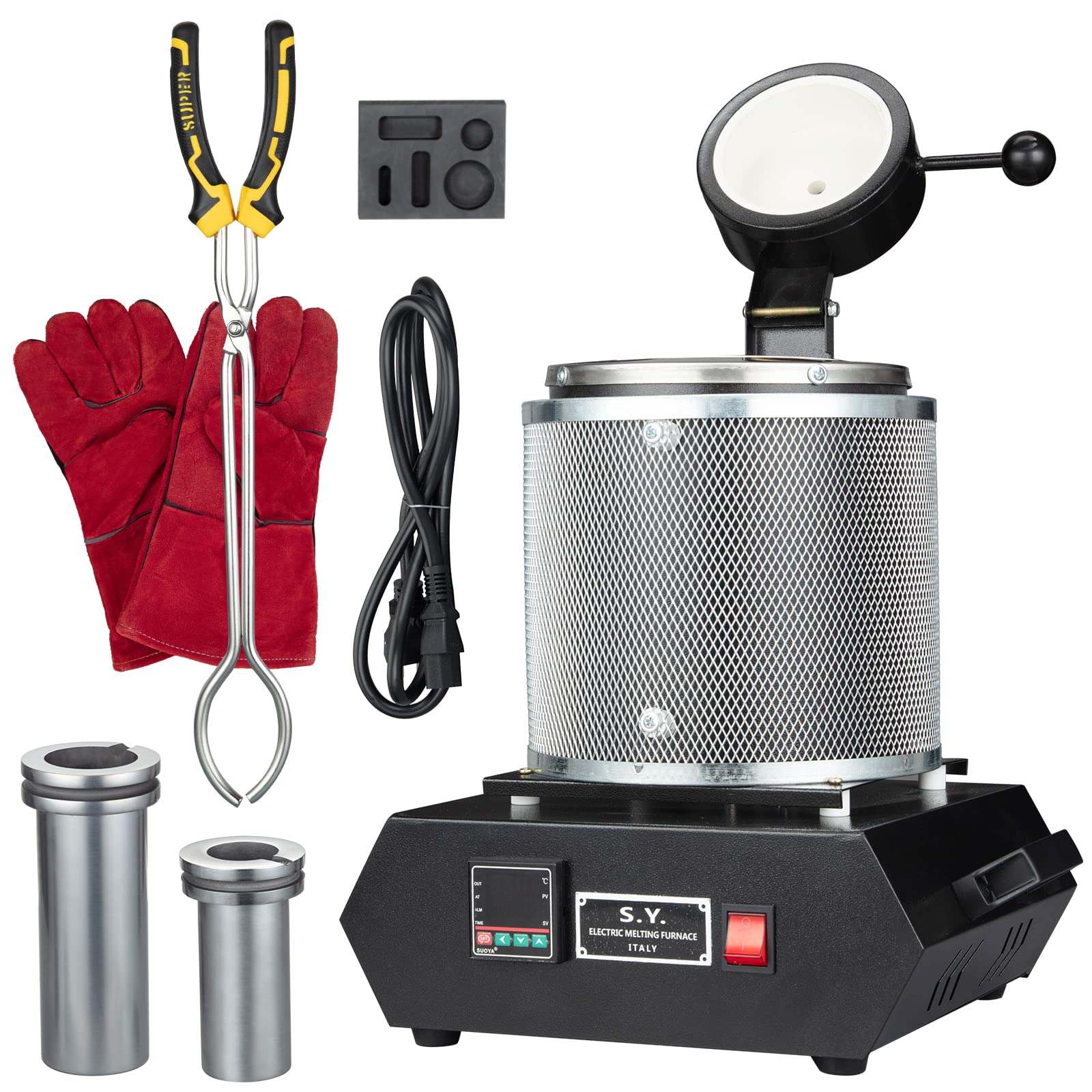 GARVEE 3+1KG 2100℉ 1400W Digital Electric Gold Melting Furnace Kit - Fast Smelting for Scrap Metal, Gold, Silver, Copper & Aluminum - Perfect for Jewelry Making, Metal Casting & DIY Projects