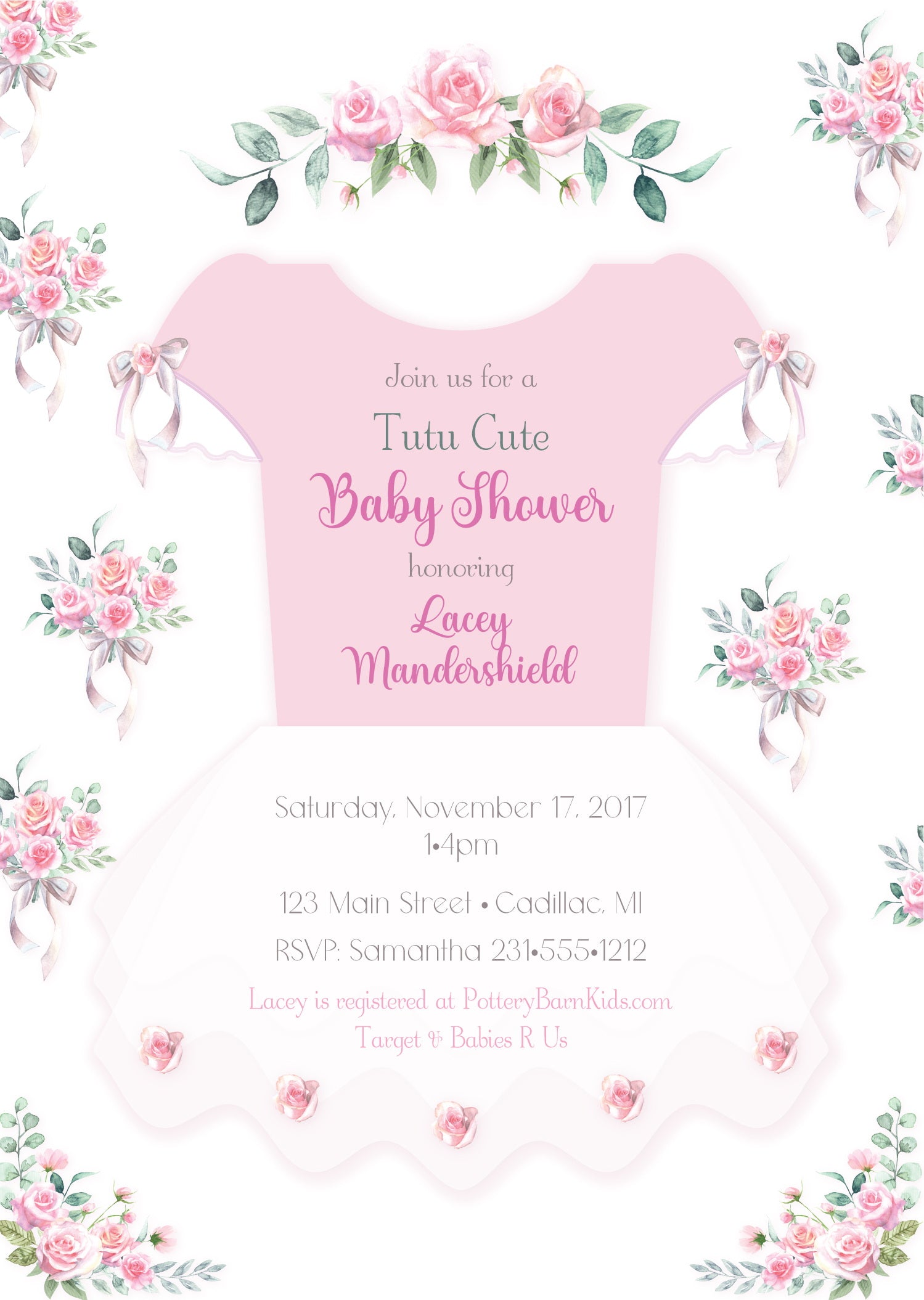 Pink Tutu Baby Shower Invitation Cards - Elegant Baby Girl Shower Party Invites for Birth Announcements & Celebrations - Perfect for Gender Reveals, 1st Birthdays & Newborn Welcomes