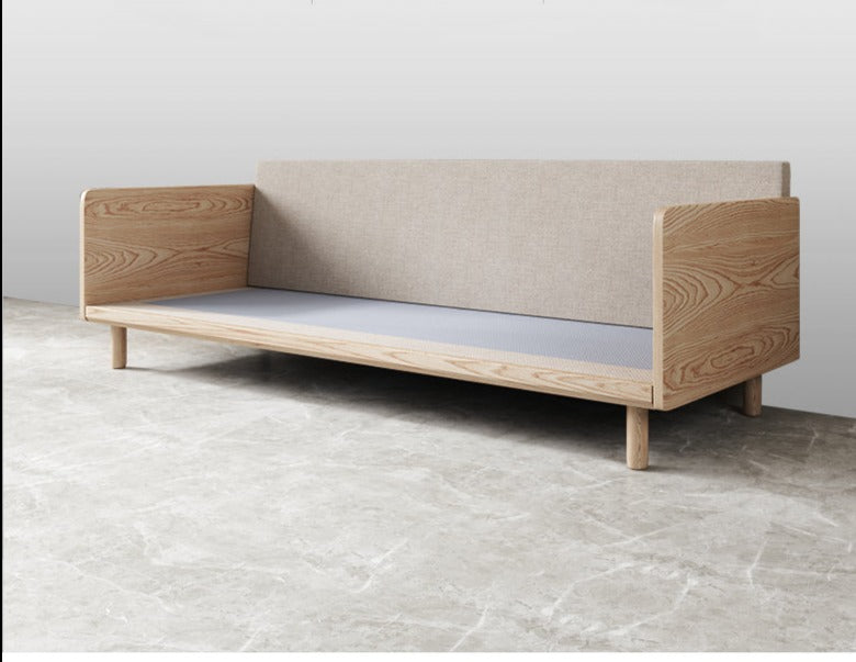 Avery Solid Wood Sofa - Japanese Style Fabric Removable Cushion - Modern Minimalist Living Room Furniture for Small Spaces & Apartments