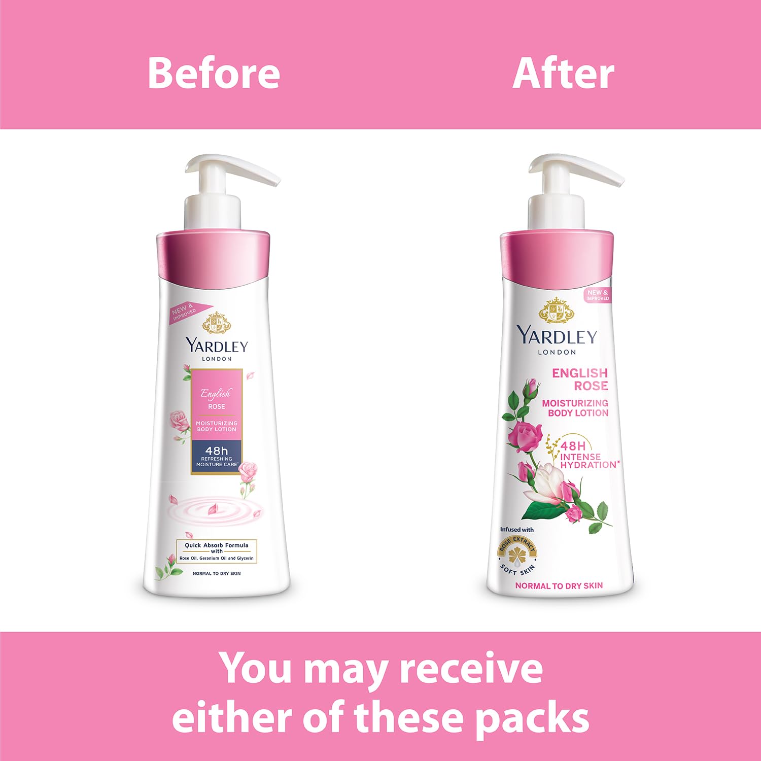 Yardley London English Rose Moisturizing Body Lotion with Germ Shield | Enriched with Rose & Geranium Oil | Daily Hydrating Hand & Body Lotion with Vitamin C & B3 for Women | 400ml | Perfect for Dry Skin Care & Daily Moisturizing Routine