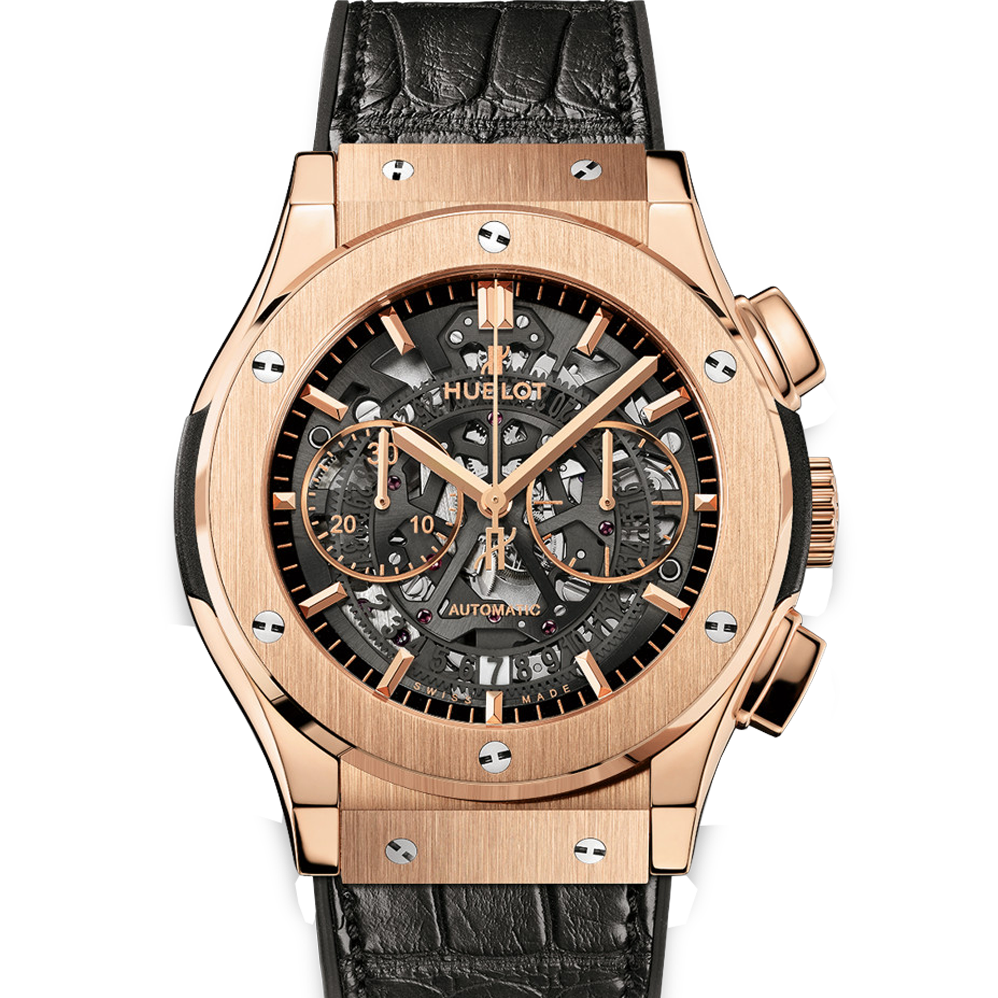Hublot Classic Fusion Chronograph 525.OX.0180.LR Skeleton Watch - Luxury Men's Automatic Skeleton Dial Watch with Rose Gold Case & Leather Strap - Perfect for Business, Formal Events & Collectors
