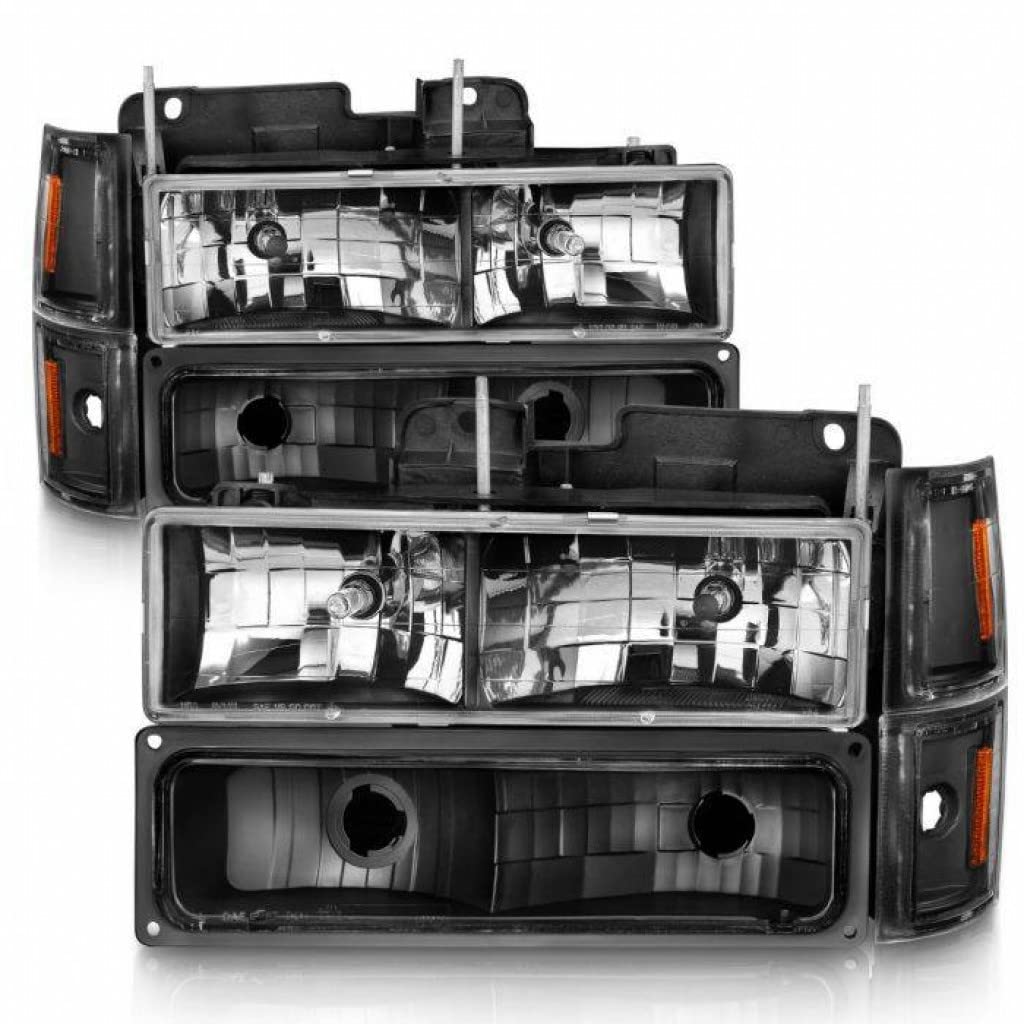 ANZO Crystal Black Headlights for 1988-1991 GMC V3500 | Replacement Headlights for Improved Night Visibility | Perfect for Off-Roading & Truck Upgrades