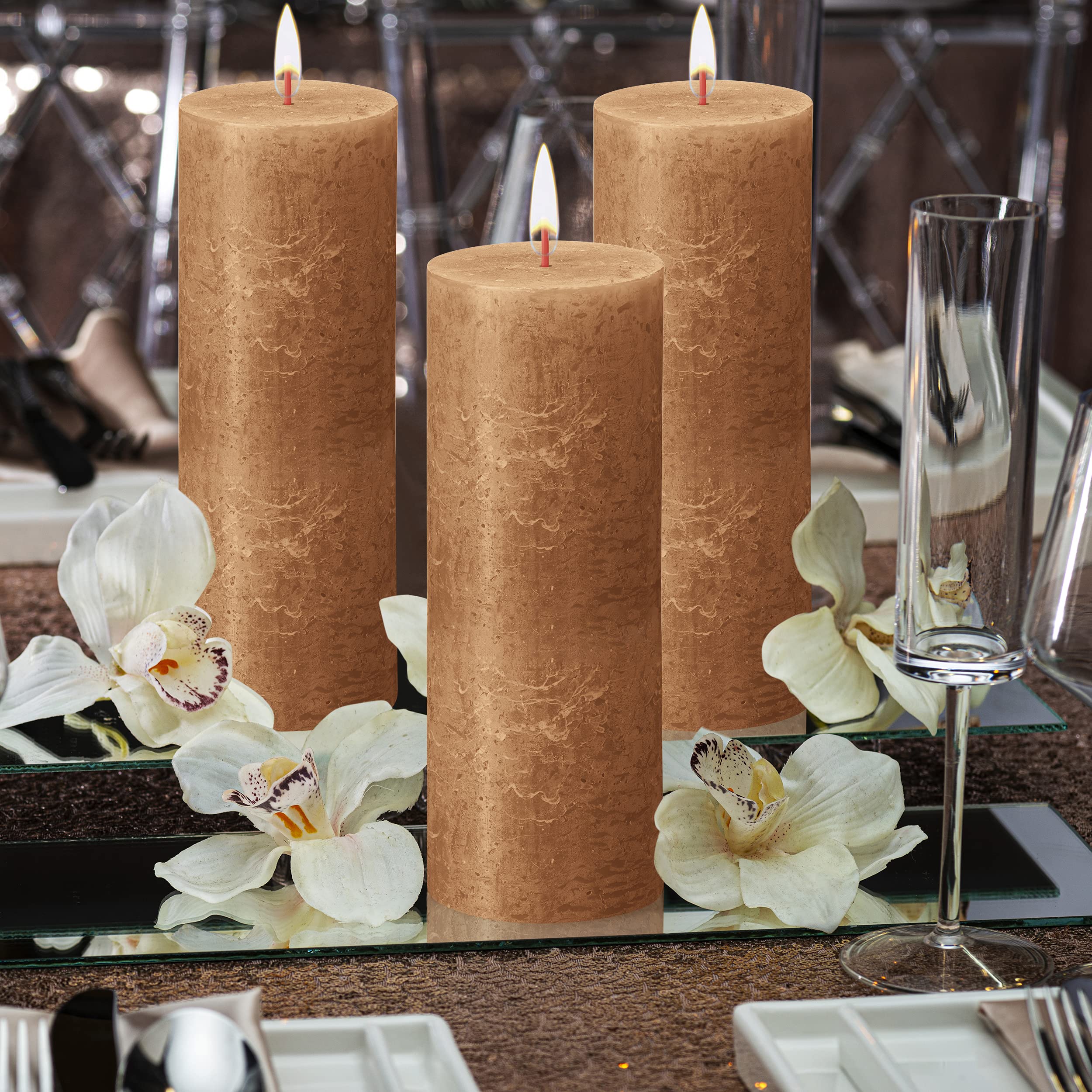 BOLSIUS 4 Pack Spice Brown Rustic Pillar Candles - 2.75