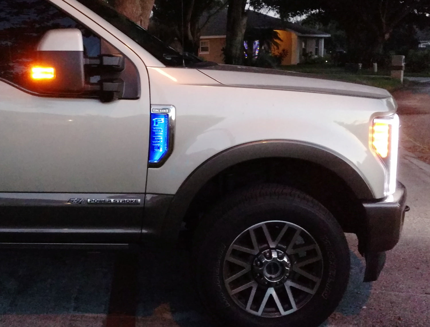 Blue LED Background Illumination Kit for 2017-2022 Ford F250 F350 F450 Fender Emblems - Upgrade Truck Side Marker Lights for Night Driving & Custom Styling