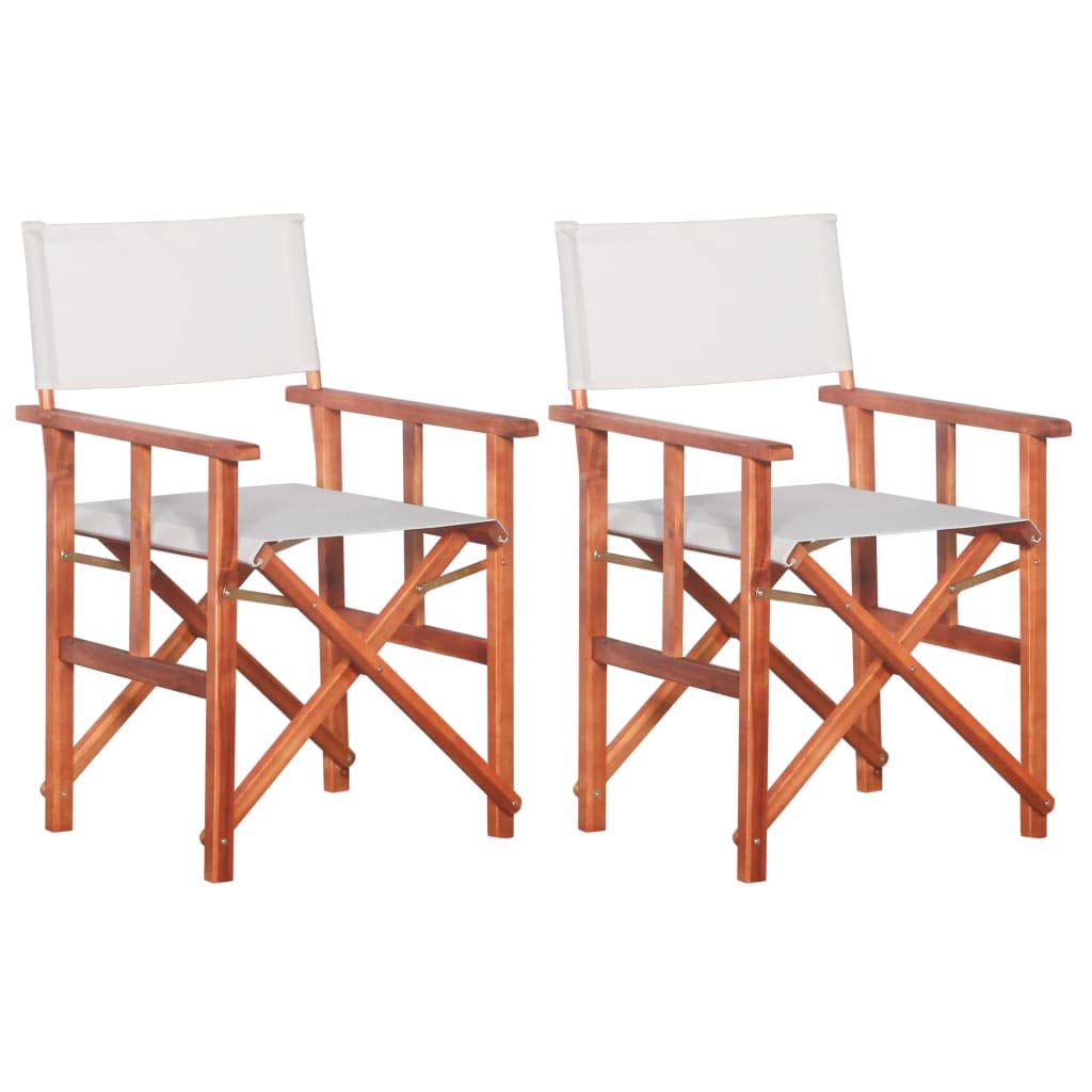 Festnight 2-Piece Folding Director Chairs - Acacia Wood Frame, Collapsible Design with Fabric Seat & Backrest - Portable Camping Chairs for Picnics, Beach, Balcony, Garden, Patio - Perfect for Indoor & Outdoor Use