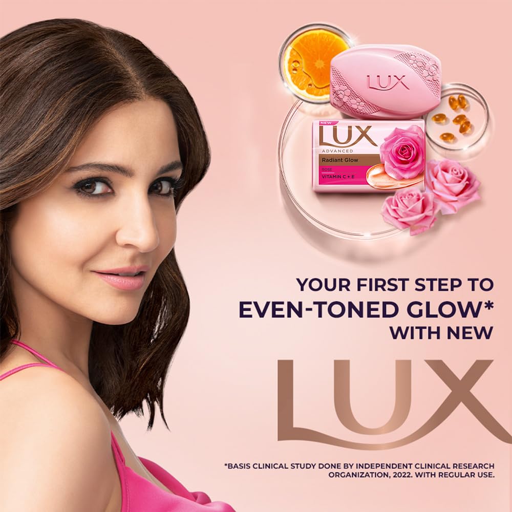 Vitamin C & E Infused Lux Even-Toned Glow Bathing Soap - Pack of 8 x 150g for Radiant Skin | Perfect for Daily Skincare & Spa-Like Bath Experience