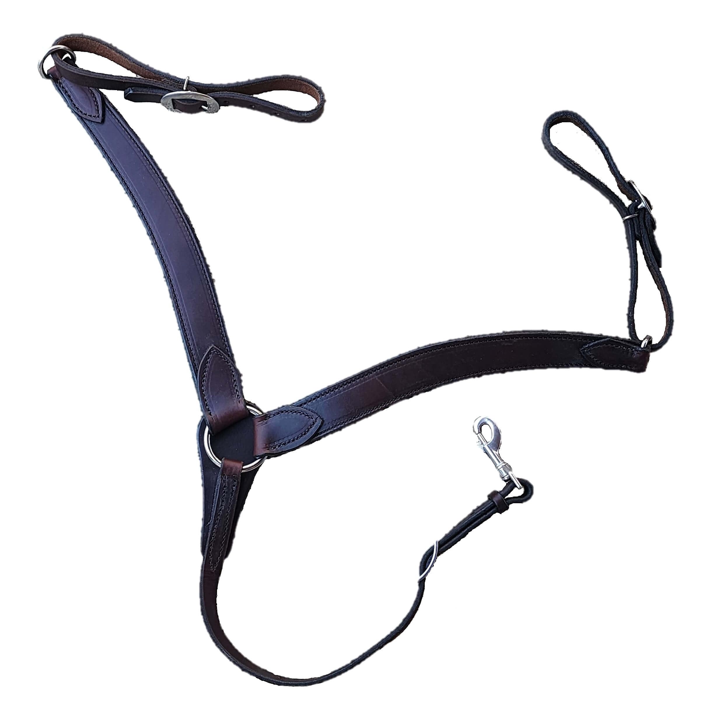 Premium Dark Oil Western Contoured English Bridle Leather Breast Collar for Horses - Durable Equestrian Tack for Trail Riding & Ranch Work