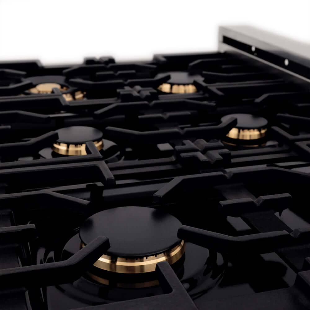 ZLINE Autograph Edition 36-inch Dual Fuel Range - 4.6 cu. ft. Capacity, 6-Burner Gas Cooktop & Electric Convection Oven - Satin Stainless Steel with White Matte Door & Black Accents (RASZ WM 36 MB) - Perfect for Modern Kitchens, Home Chefs & Gourmet Cooking