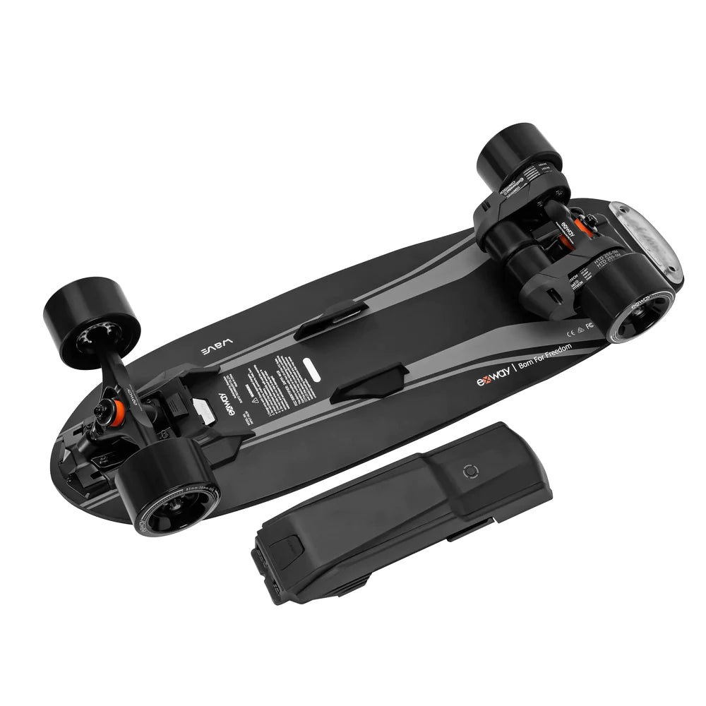 Exway Wave Electric Skateboard with Remote Control - 99Wh Belt Drive Battery - Portable & Powerful for Commuting, Campus Travel & Outdoor Adventures