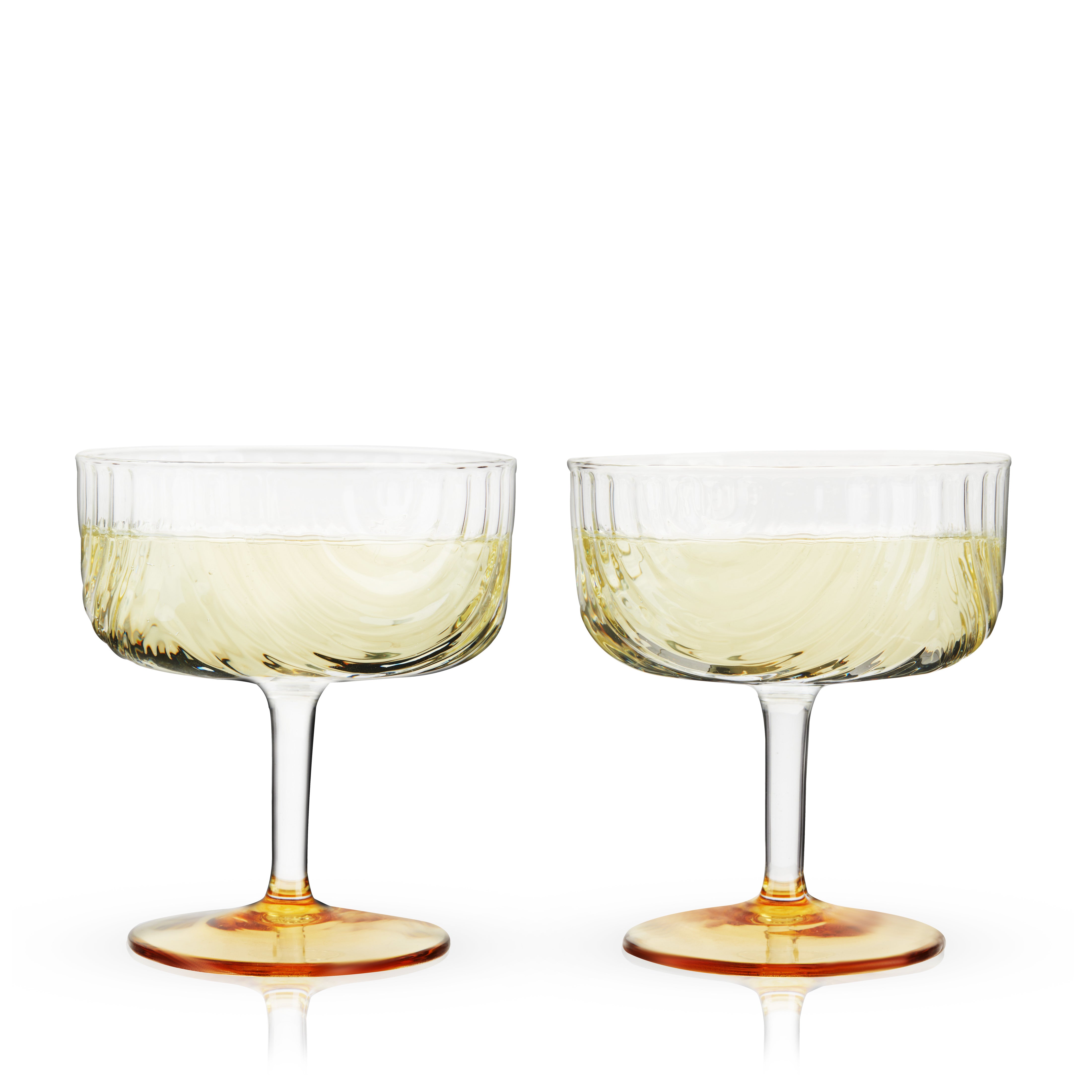 Premium Gatsby Coupe Glasses Set of 2 - Vintage Champagne Flutes for Cocktails, Wine & Sparkling Drinks - Elegant Glassware for Weddings, Parties & Romantic Dinners