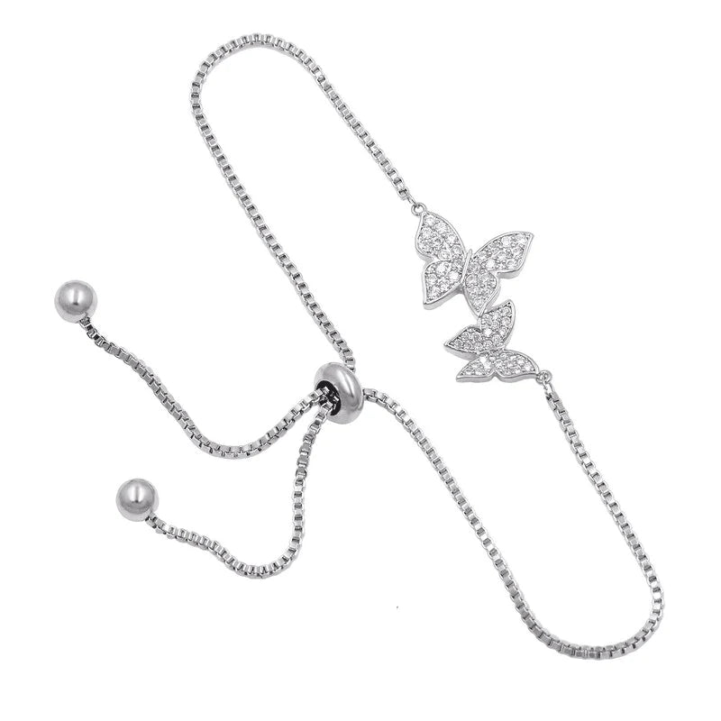 Elegant Silver Butterfly Bracelet with Sparkling Crystals - Perfect Bridesmaid Gift for Weddings, Bachelorette Parties & Special Occasions
